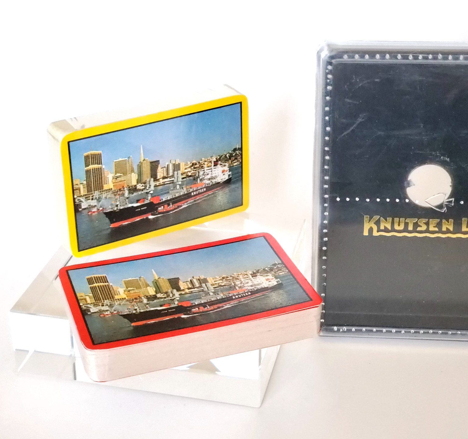2 decks Knutsen Line bridge size playing cards one pack sealed case vtg complete