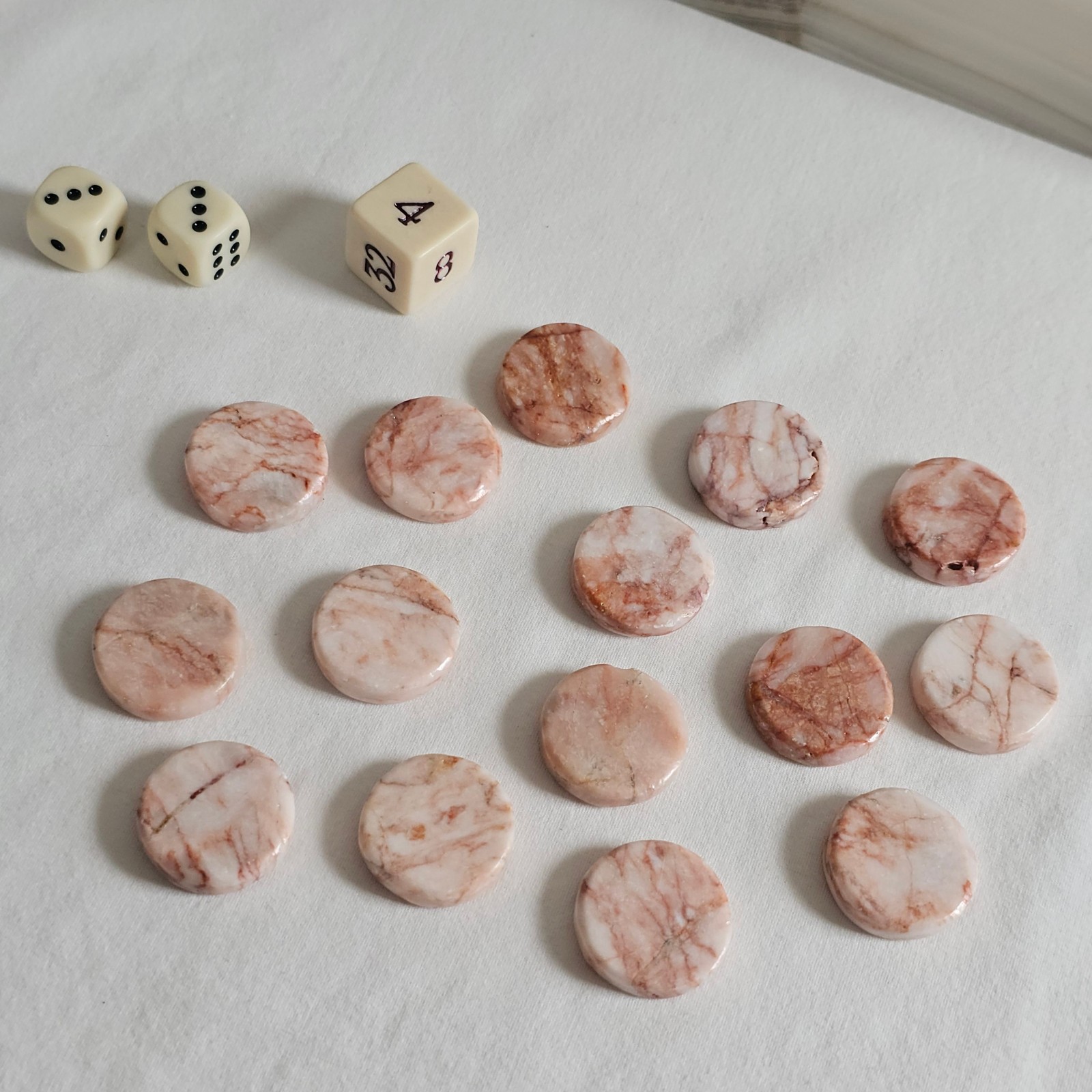 60s Italian Marble Backgammon Set Natural Stone Luxury Game Complete Set MCM