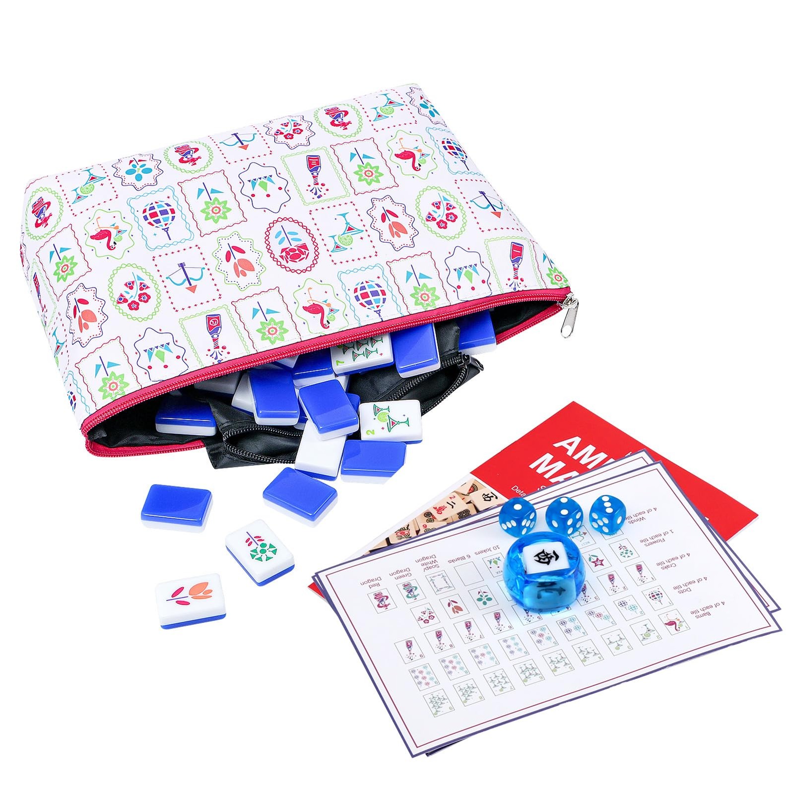 My Mahjong Trove 160 Blue Acrylic American Mahjong Game Set with Carrying Bag…