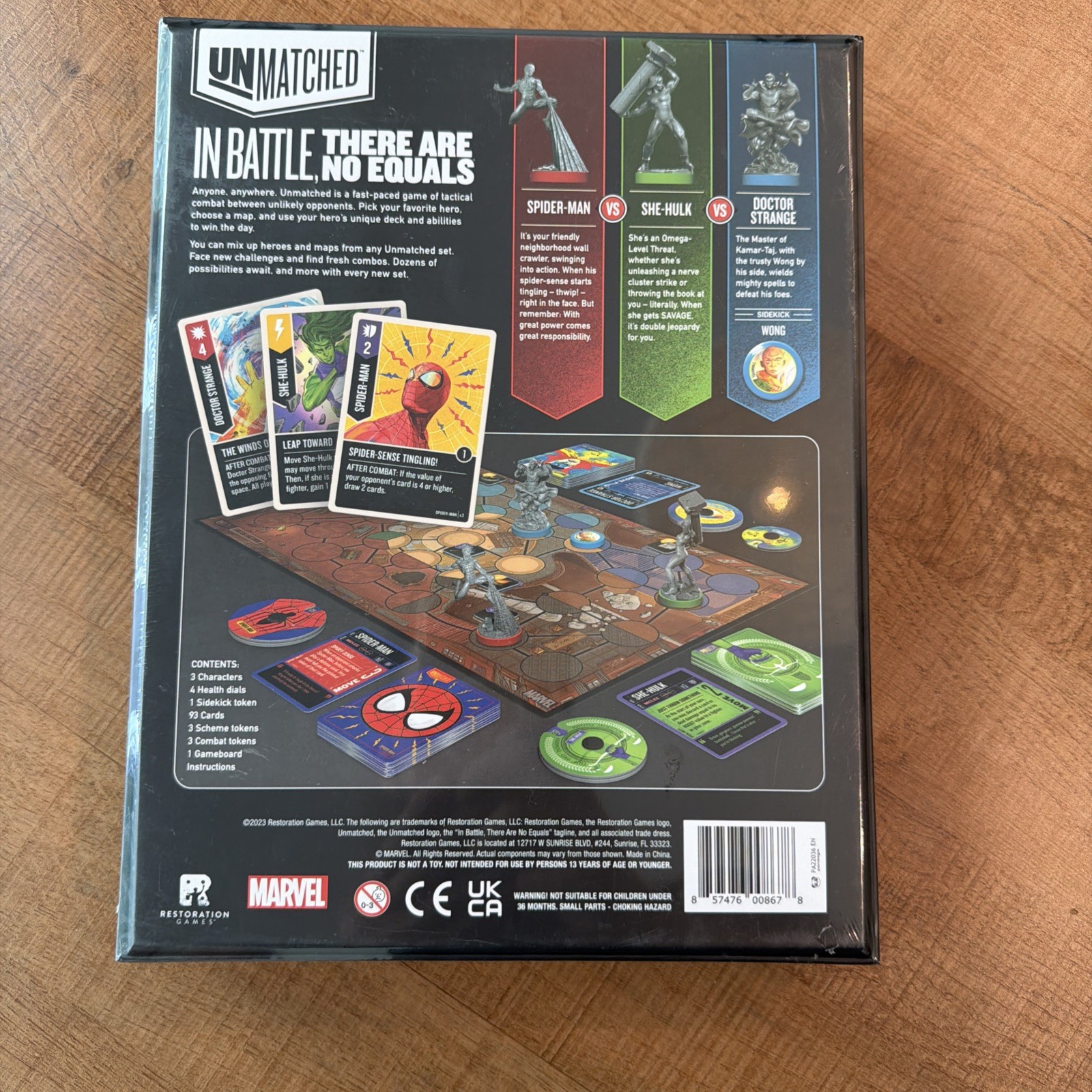 Unmatched Brains And Brawn Board Game Marvel She-Hulk Doctor Strange Spiderman