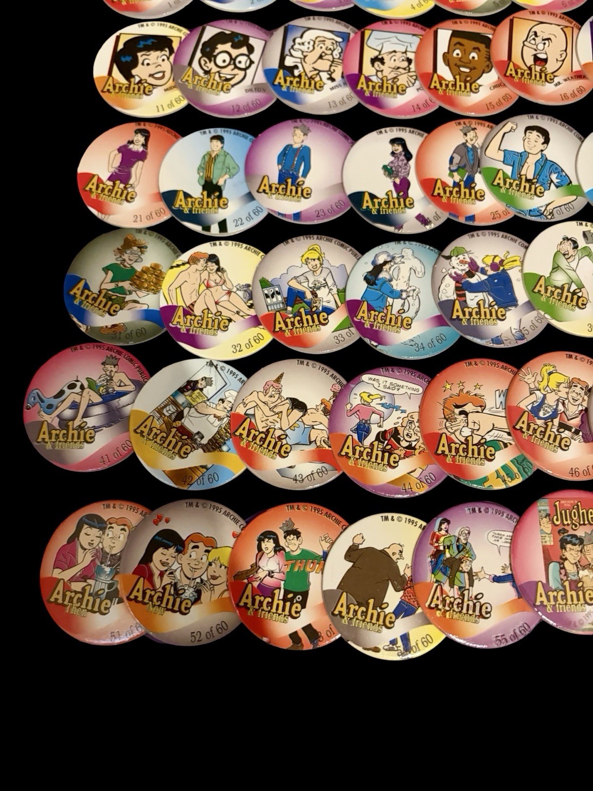 90s Pogs Lot Of 60 Archie Comics POGs
