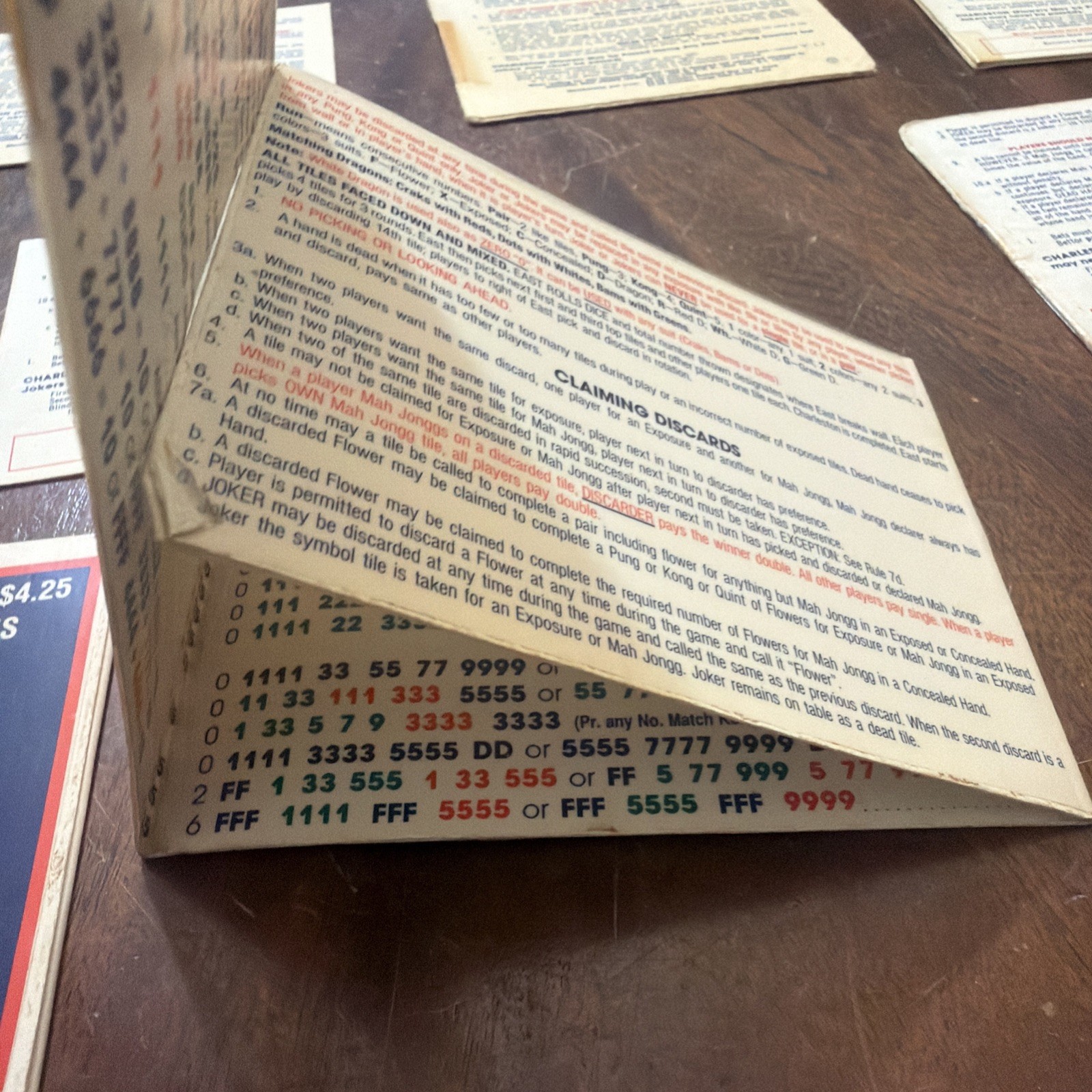 Nationa Mah Jongg League Card 1986-1994