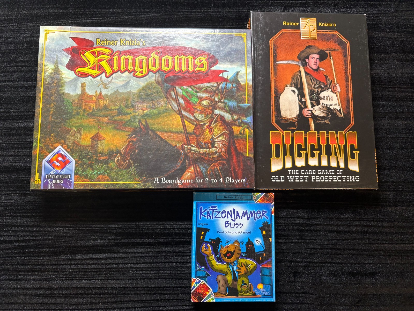 3 Reiner Knizia Games Lot Kingdoms, Digging and Katzenjammer Blues