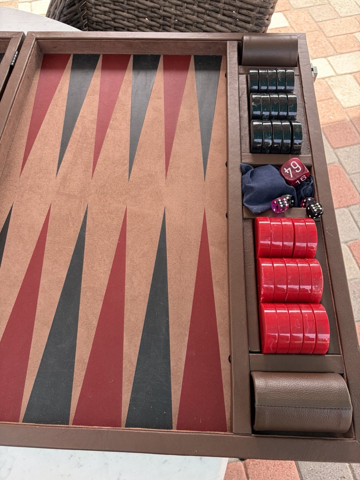 Vitor Hollanda Backgammon Board XXL Leather Case Complete Game