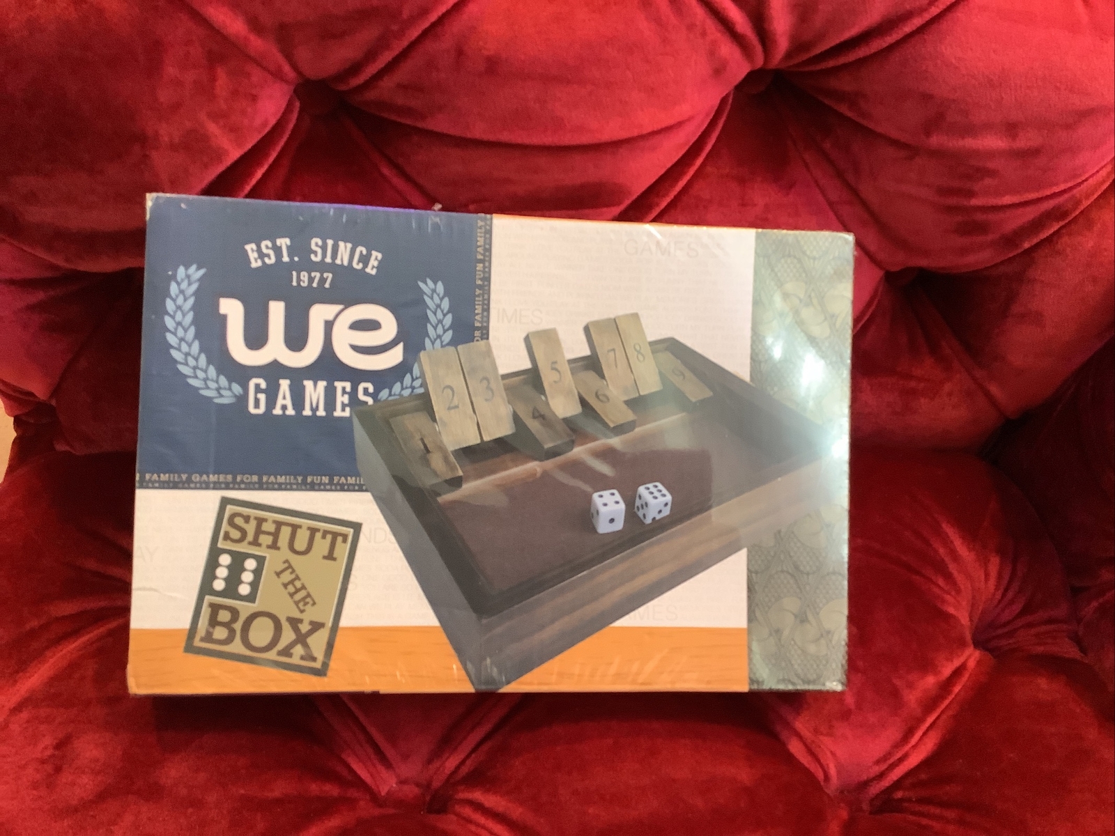 WE Games Dice Board Game, 9 Number Flip Tiles, Dark Stained Wooden Box 11 inches