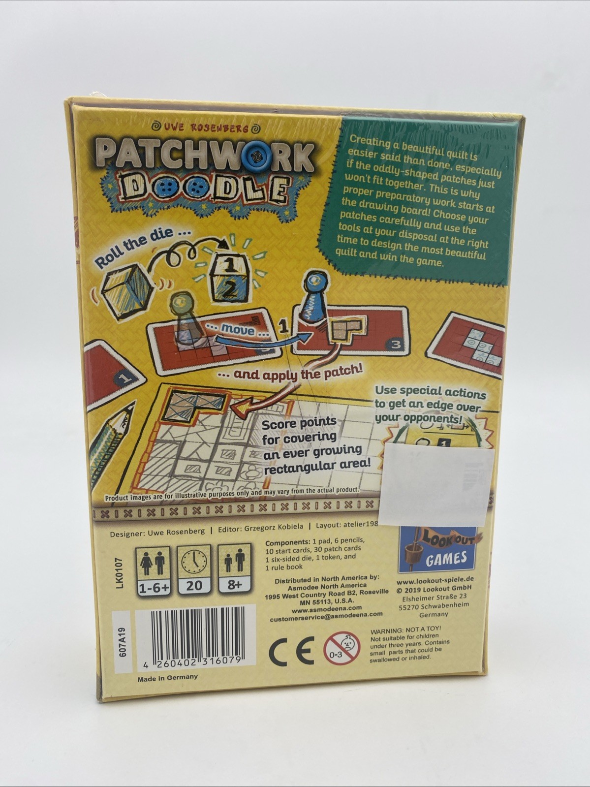 Patchwork Doodle Family Board Game By Lookout Games