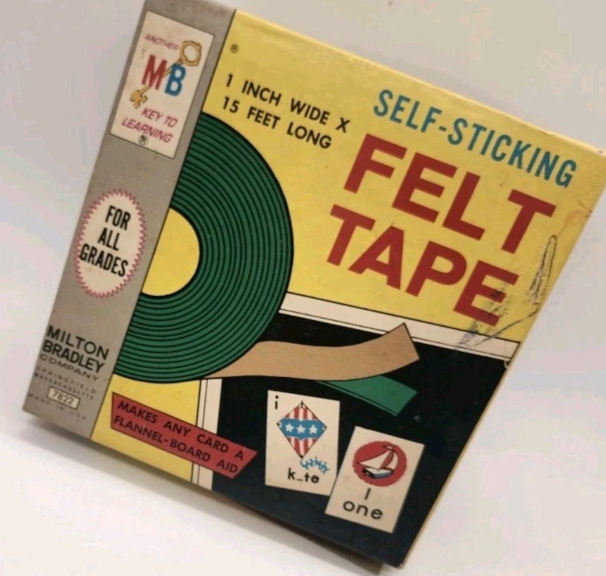 VINTAGE GREAT COND. 1966 Milton Bradley Self-Sticking Felt Tape In Original Box