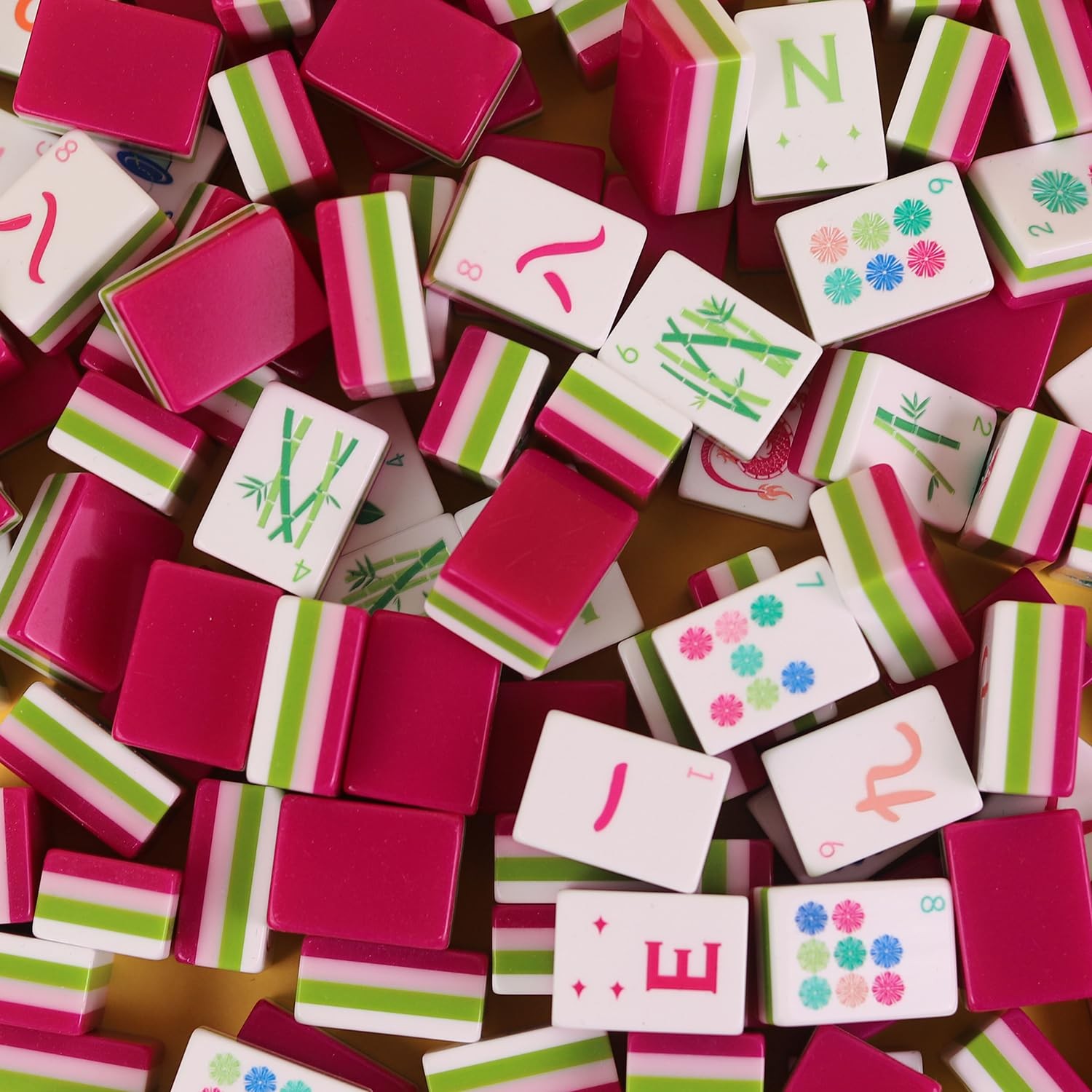 Morihaza Orchid Elegance Mahjong Set – 160 Acrylic Engraved Tiles with Botani…
