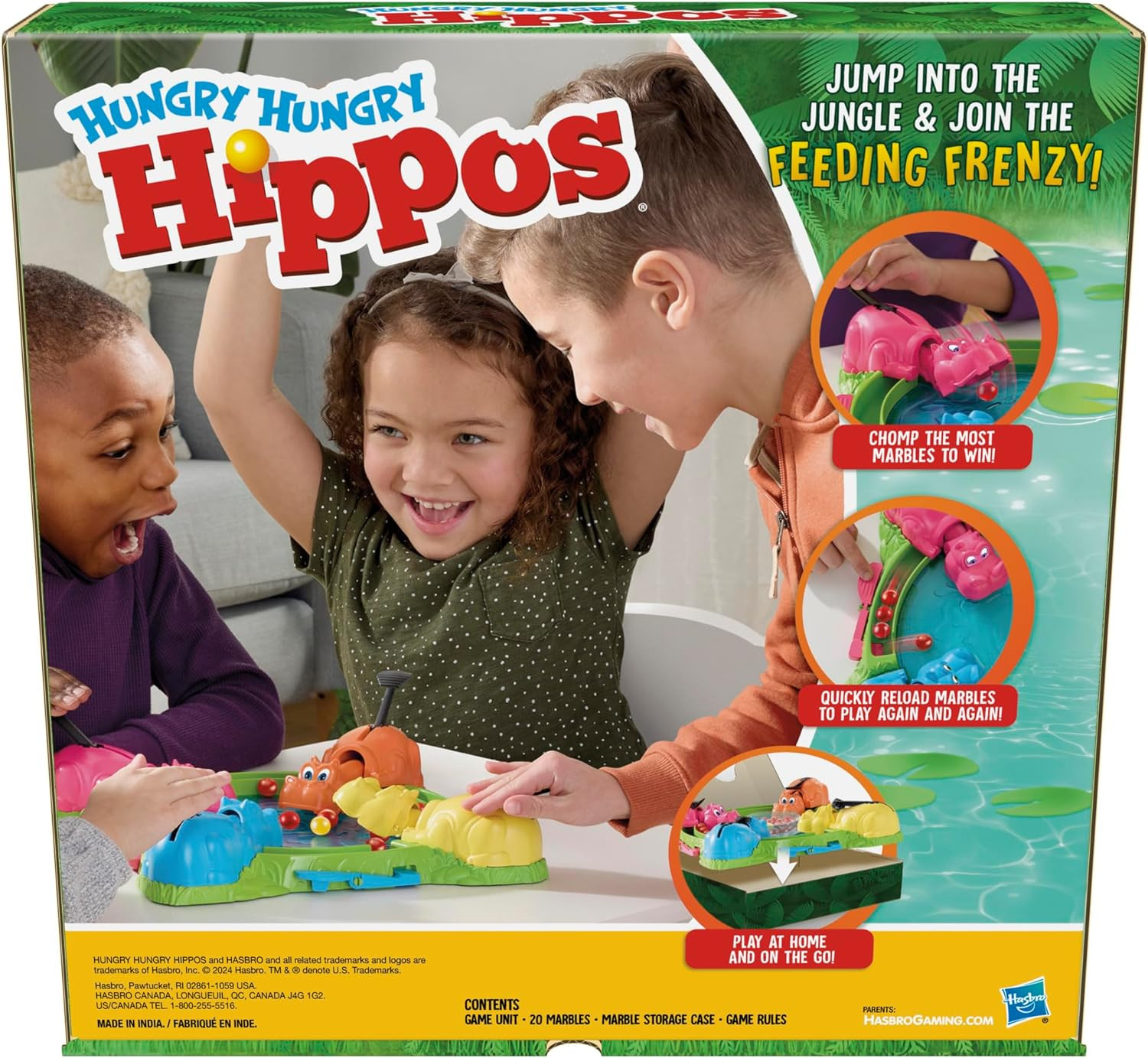 Hungry Hungry Hippos Game for Preschoolers | Instant Marble Relaunch, Easy Set-U