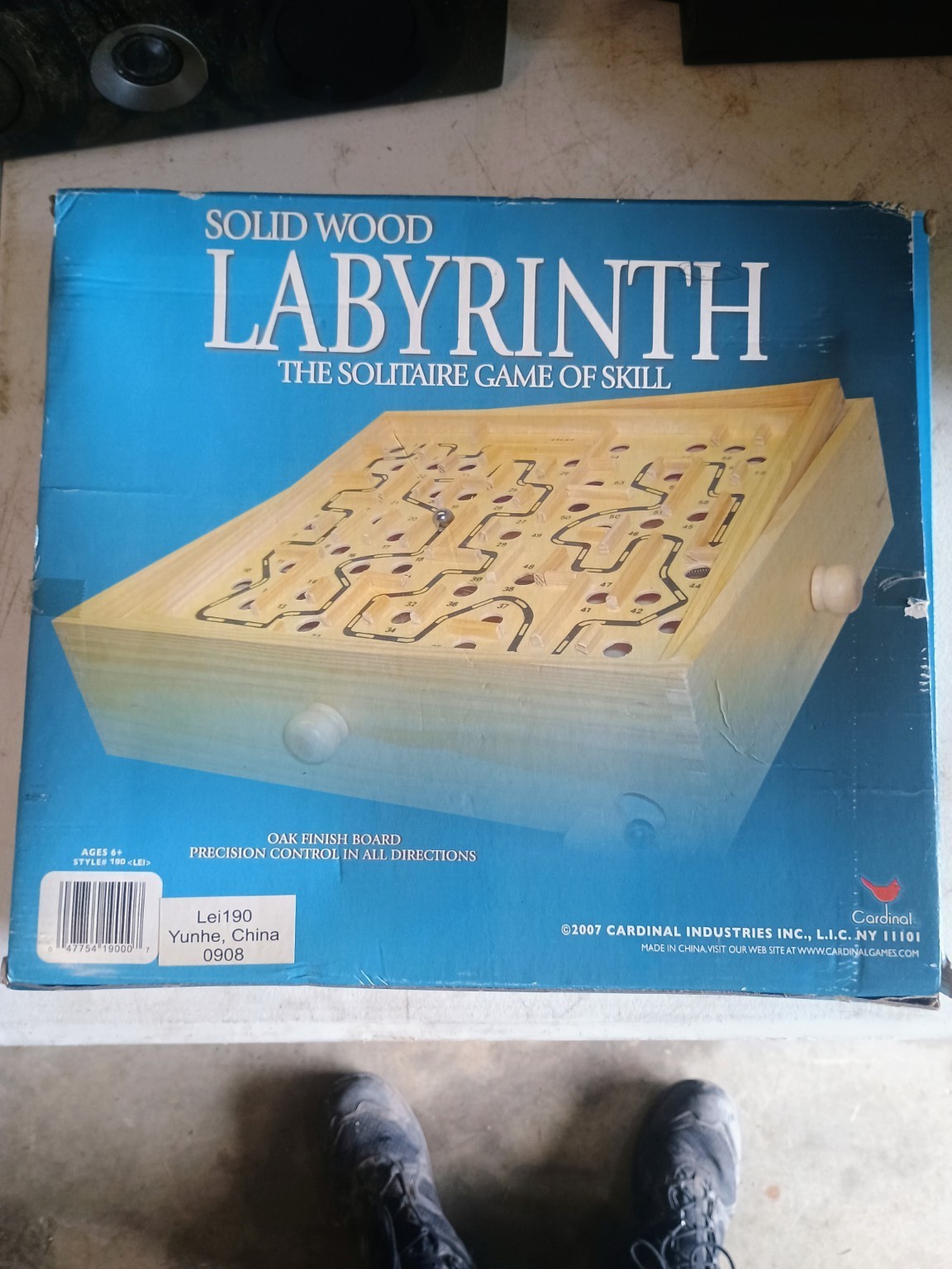 Cardinal Solid Wood Labyrinth Solitaire Game of Skill Marble Maze w/ Box