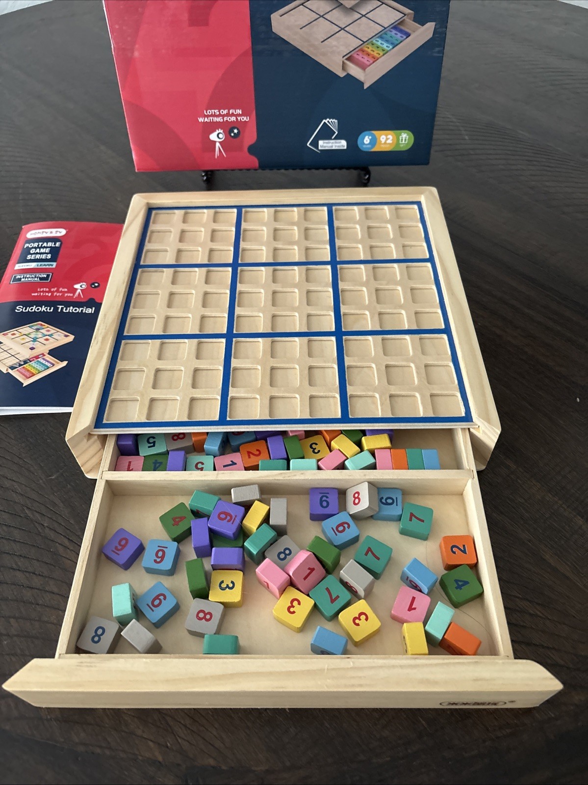Learn Sodoku Colorful Wooden Game Board W/ Tutorial