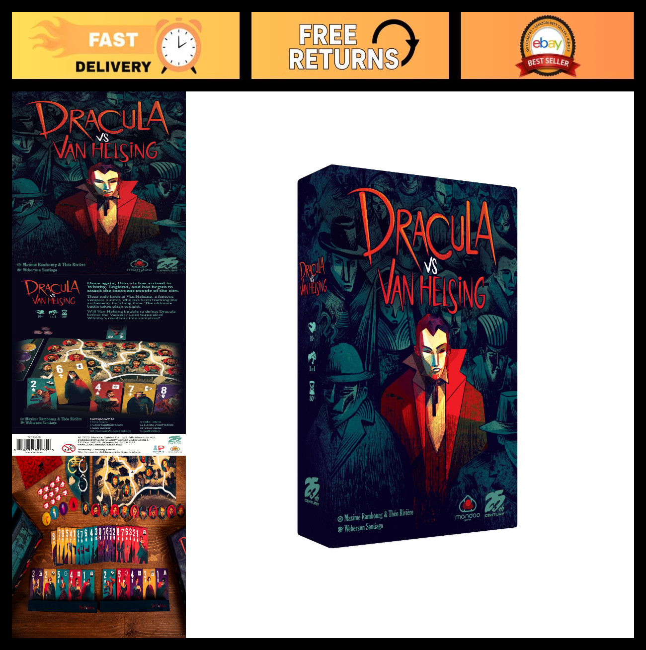 Intense 2-Player Strategy Duel Card Game – Dracula vs Van Helsing, Gothic Horror