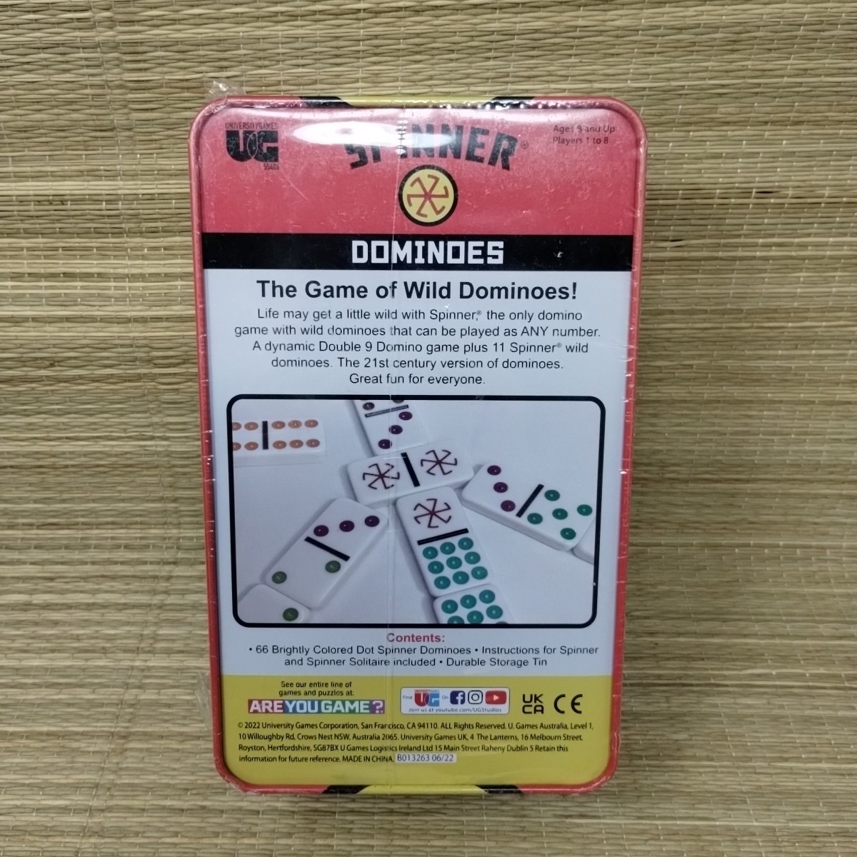Spinner Colored Dot Dominoes Set with 66 Tiles Wild Gameplay All Ages Sealed New