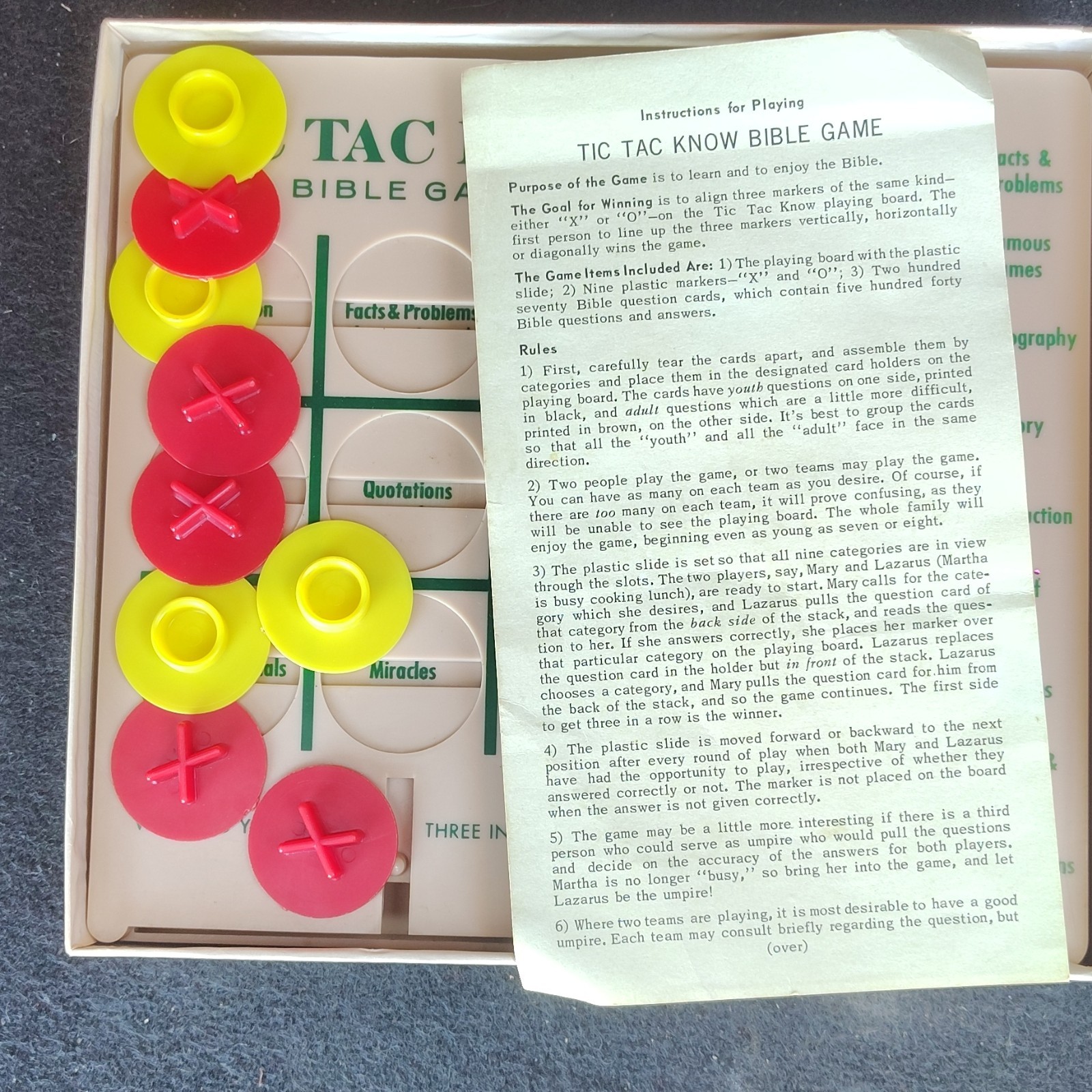Bible Memory Association Int. Tic Tac Know Bible Board Game Vintage Boxed Set