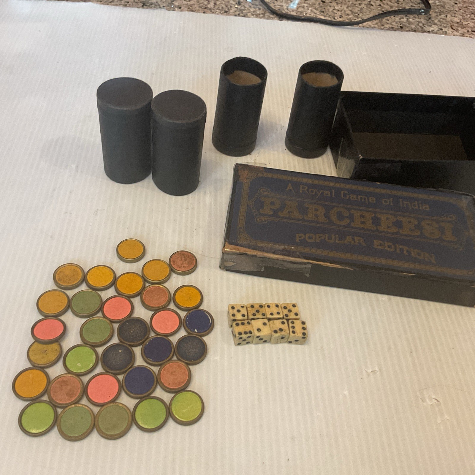 Antique Parcheesi Game in Box Popular Edition Look