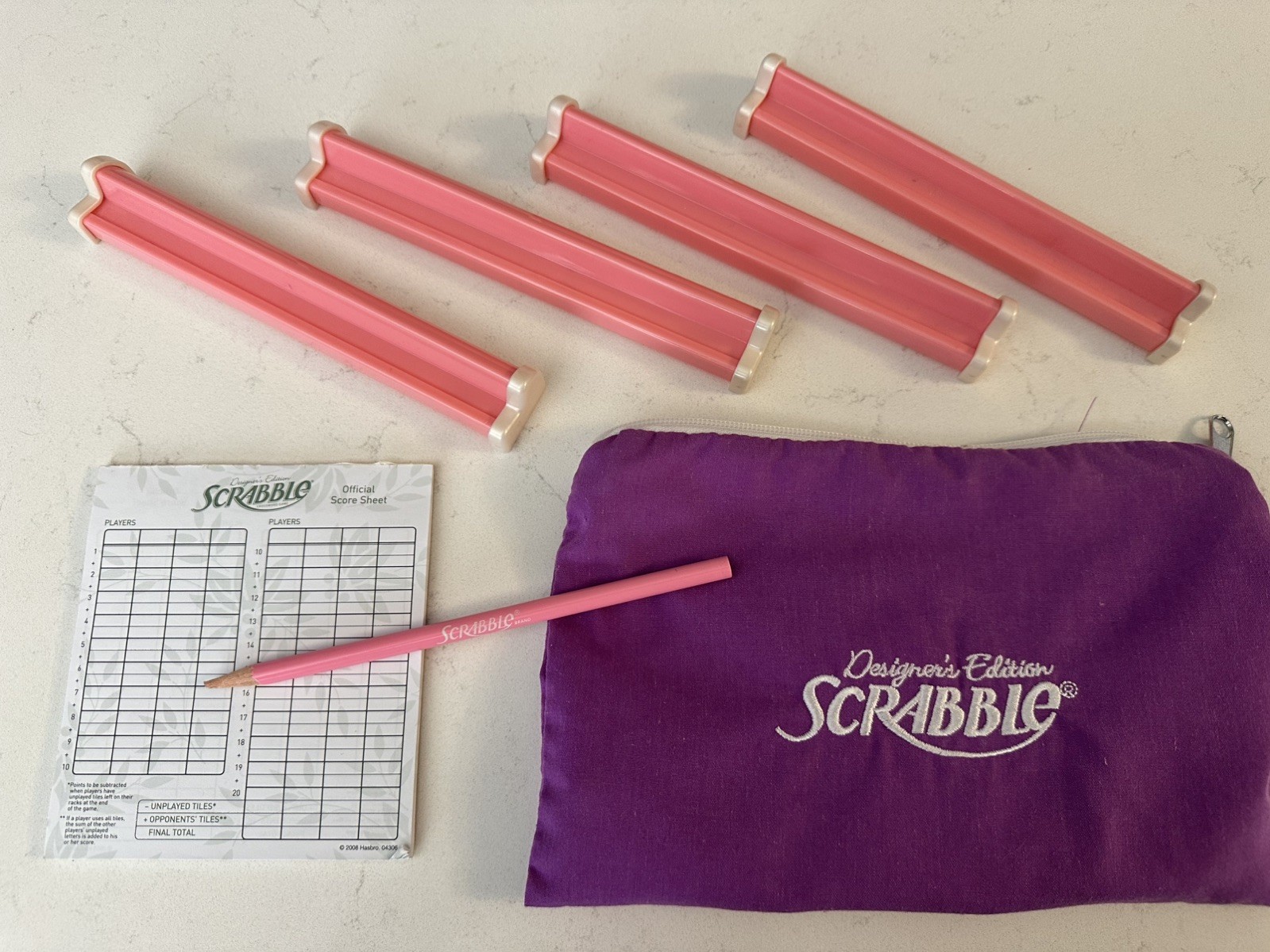Designer’s Edition Scrabble 2008 Hasbro -Pink Toys R Us Missing 1 L No Board