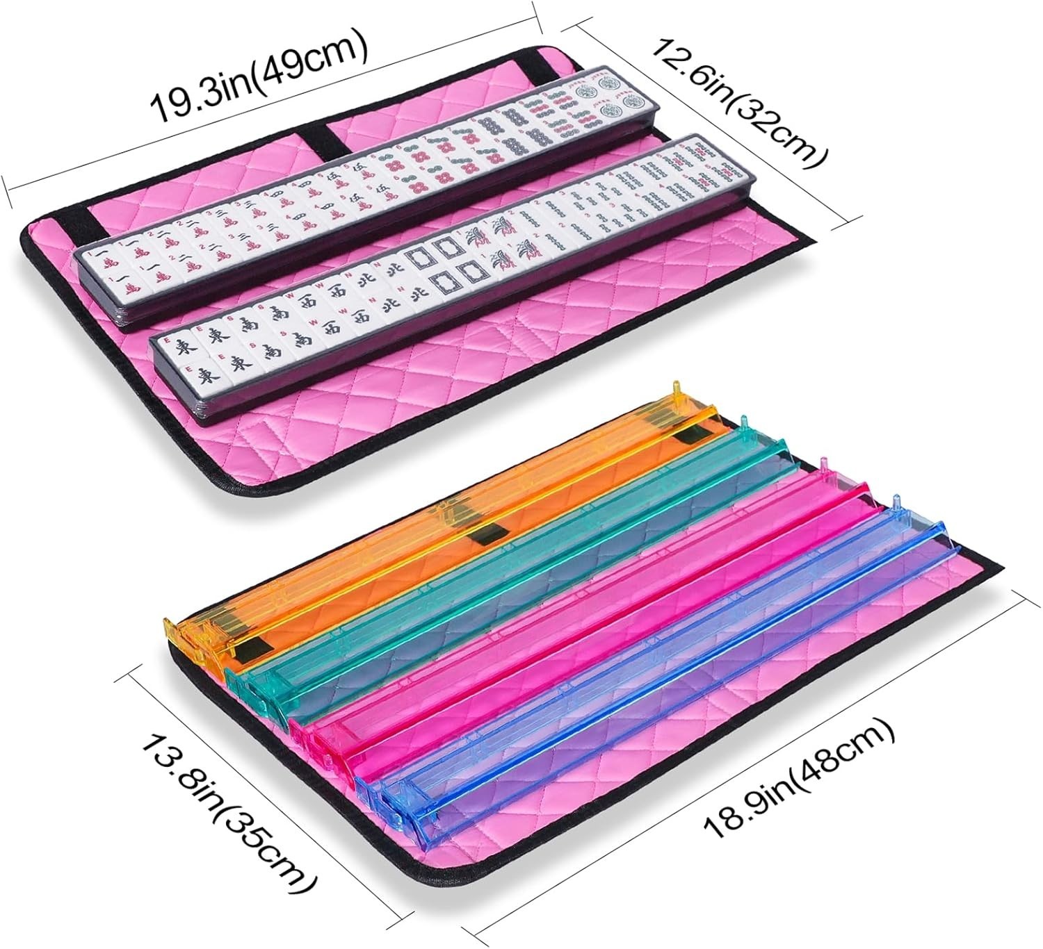 Stylish Mahjong Game Set with 166 Tiles & Portable Pink Bag for 4 Players