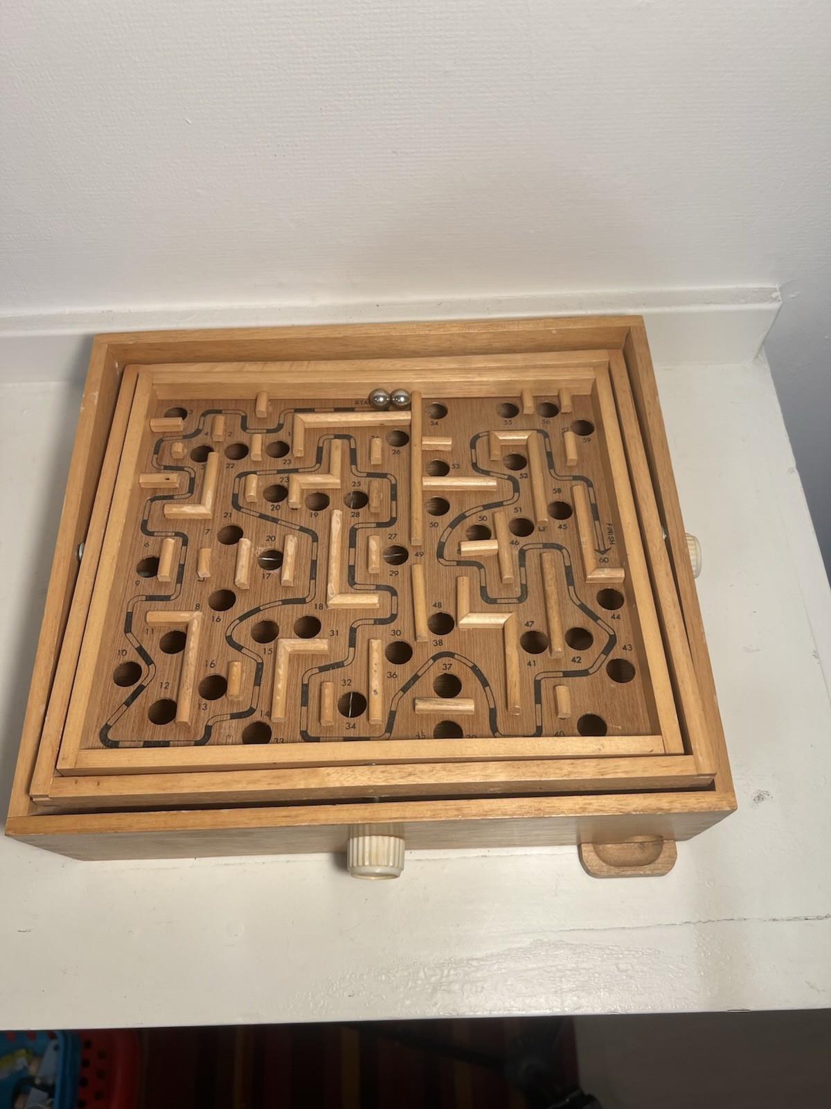 Vintage Brio Marble Labyrinth Wooden Board Game w/2 balls Works