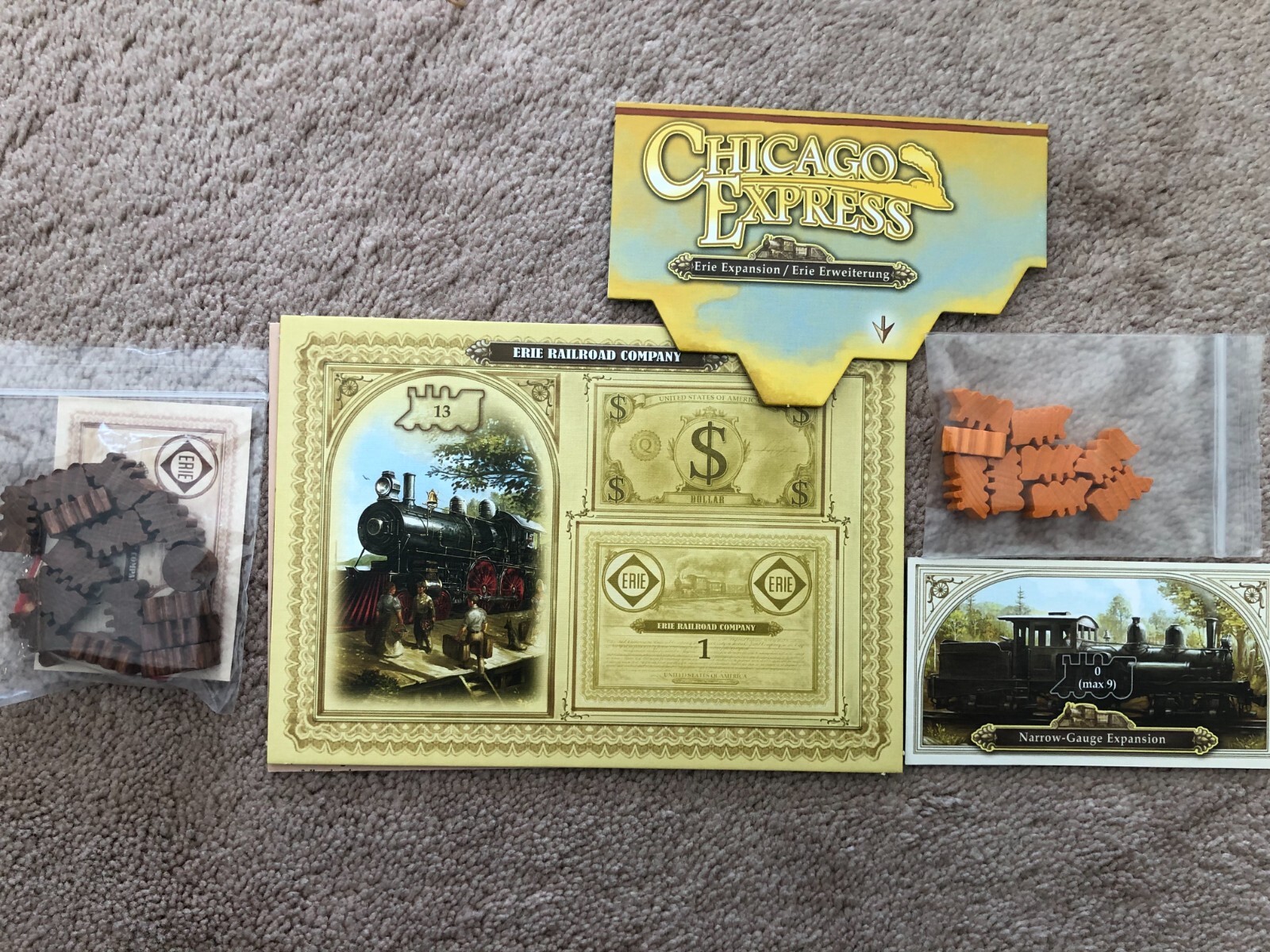 Chicago Express Narrow Gauge and Erie Expansions. By Queen Games. No Box.