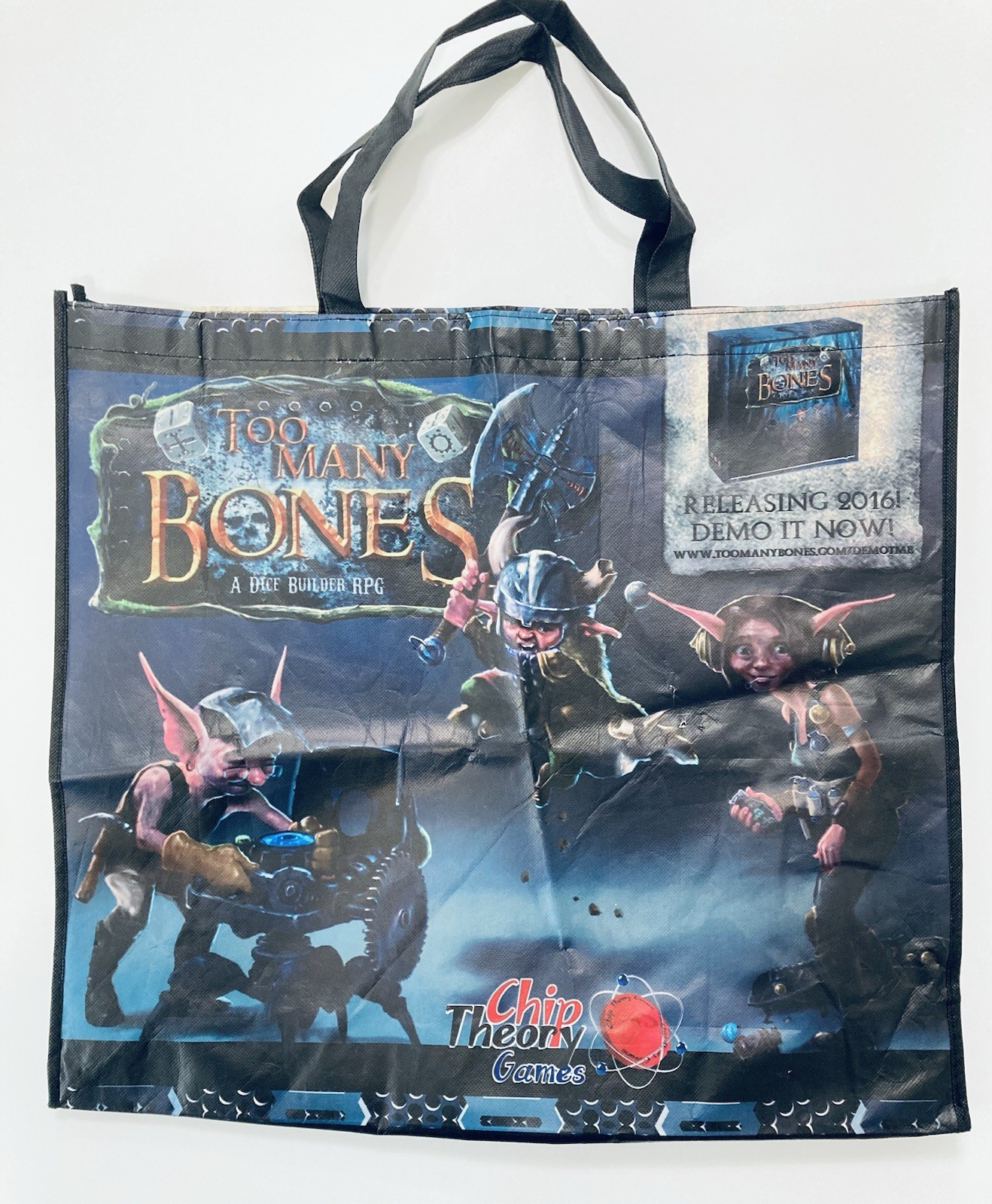 Too Many Bones Chip Theory Games Double Side Vinyl Swag Tote Promo Bag /Sm. hole