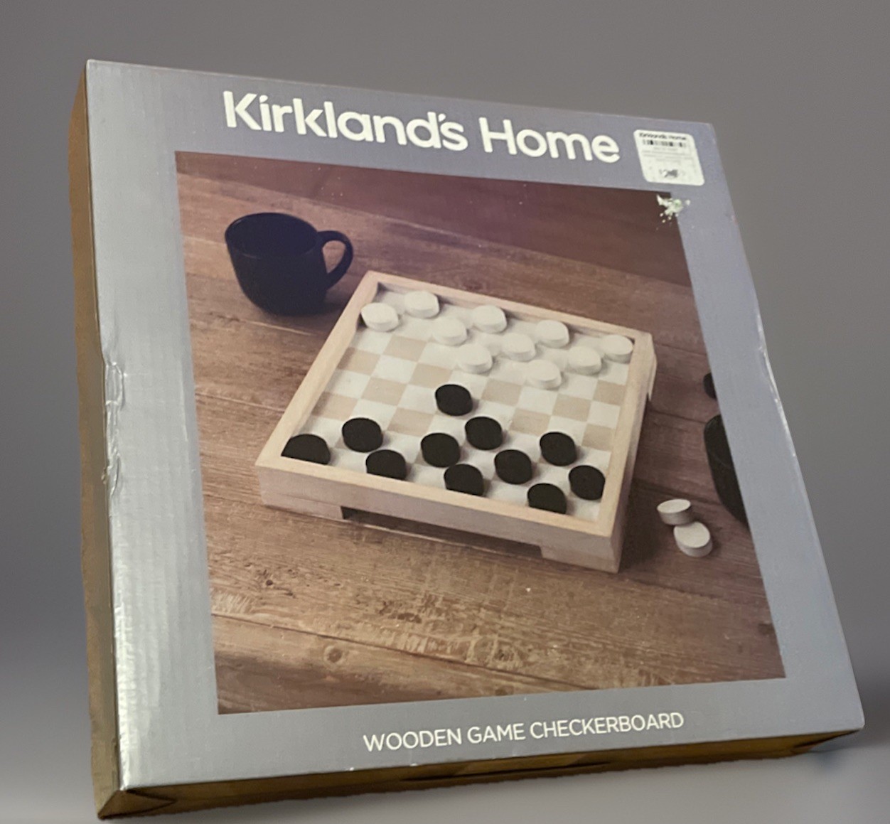 Wooden Checkers Black & White Checkers Set, Solid Wood Board Hand Crafted New