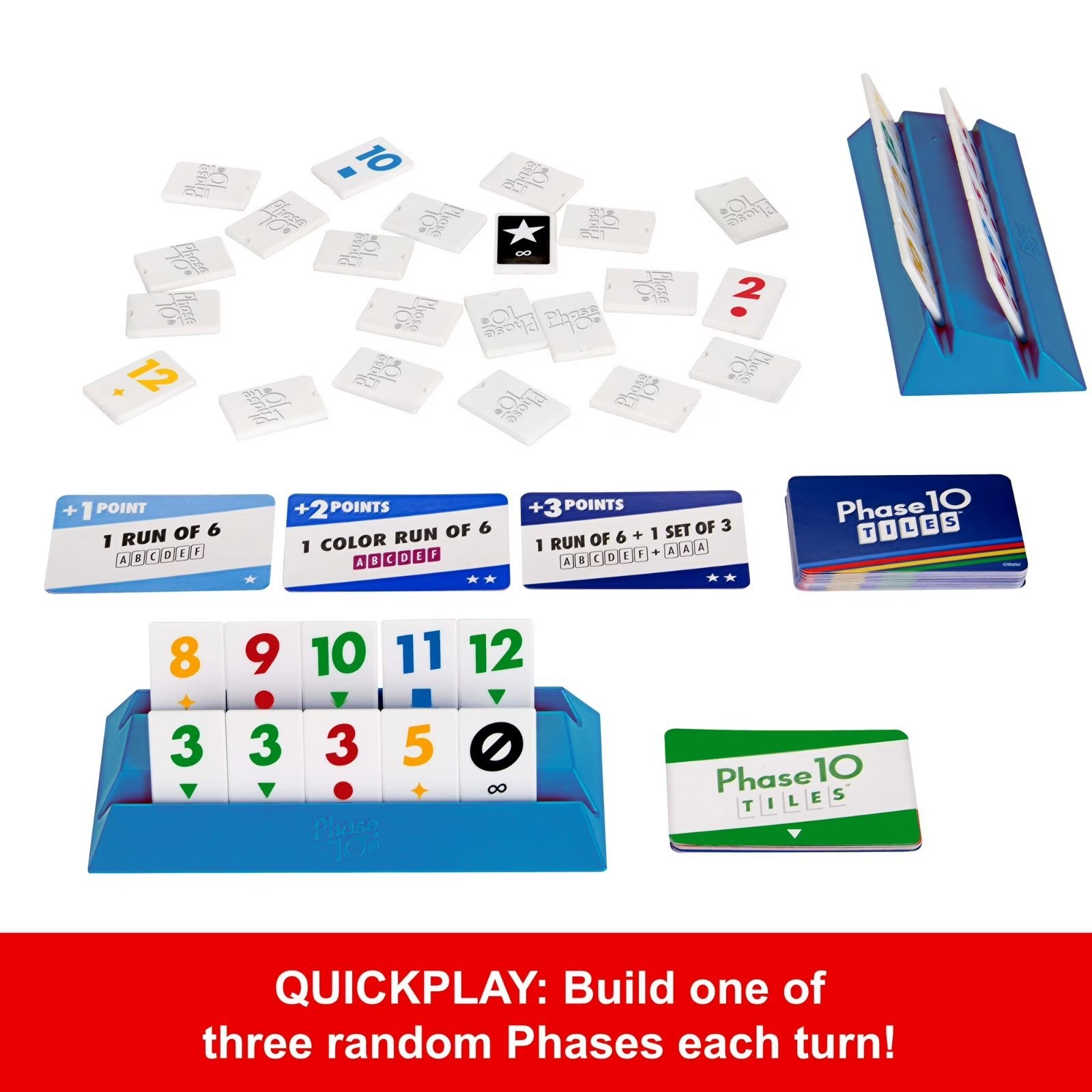 Phase 10 Tiles Game, Family Tile-Based Game with Rummy-Type Play for 2-6 Players