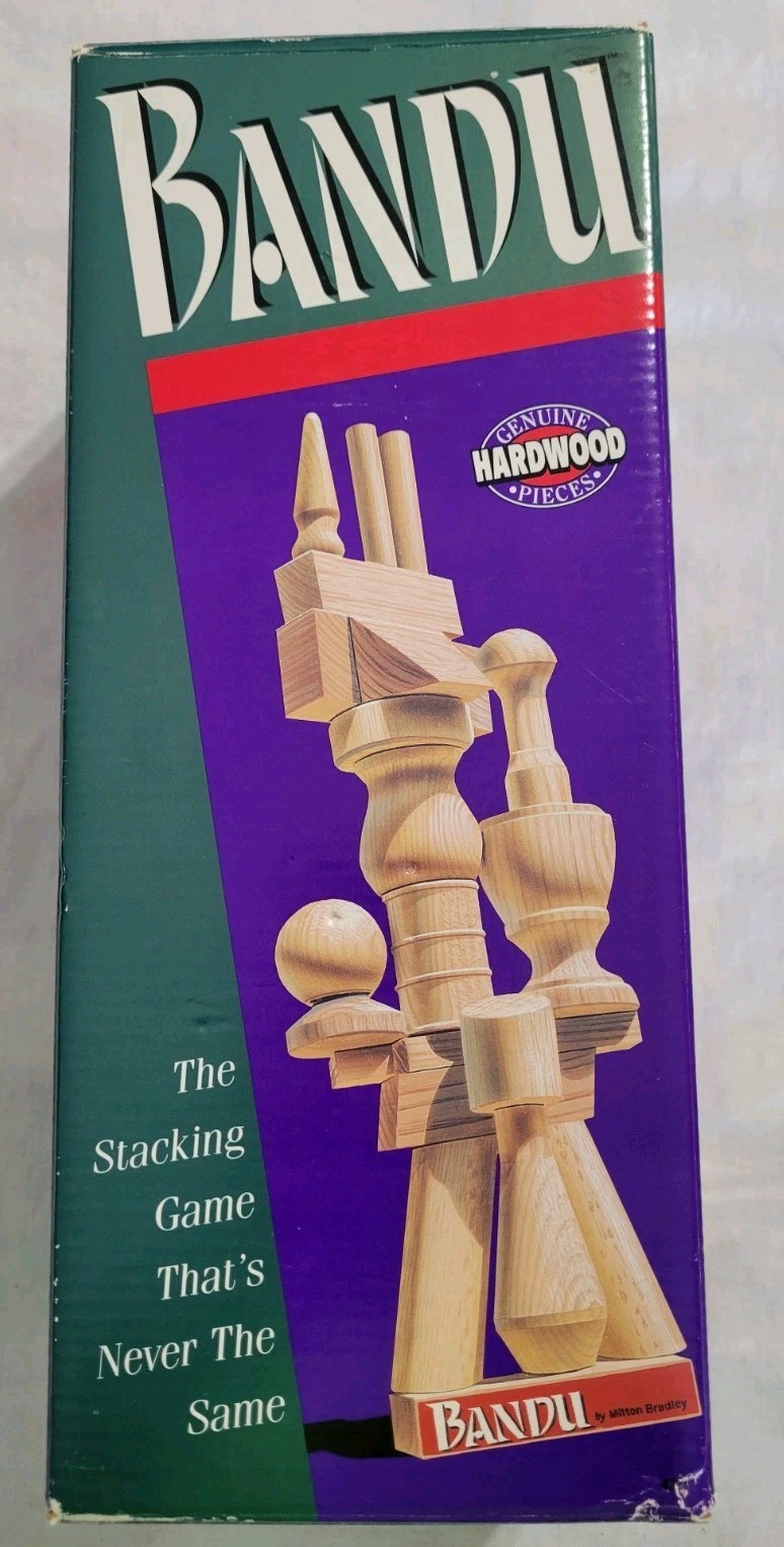 Bandu Stacking Game Hardwood Pieces 1993 Milton Bradley Missing 1 WoodPiece READ