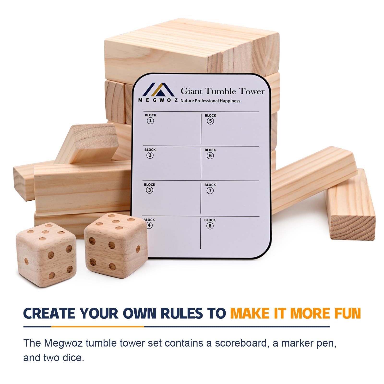 Giant Tumble Tower Games for and Adults 57 Blocks New Zealand Pine Wooden Blo…