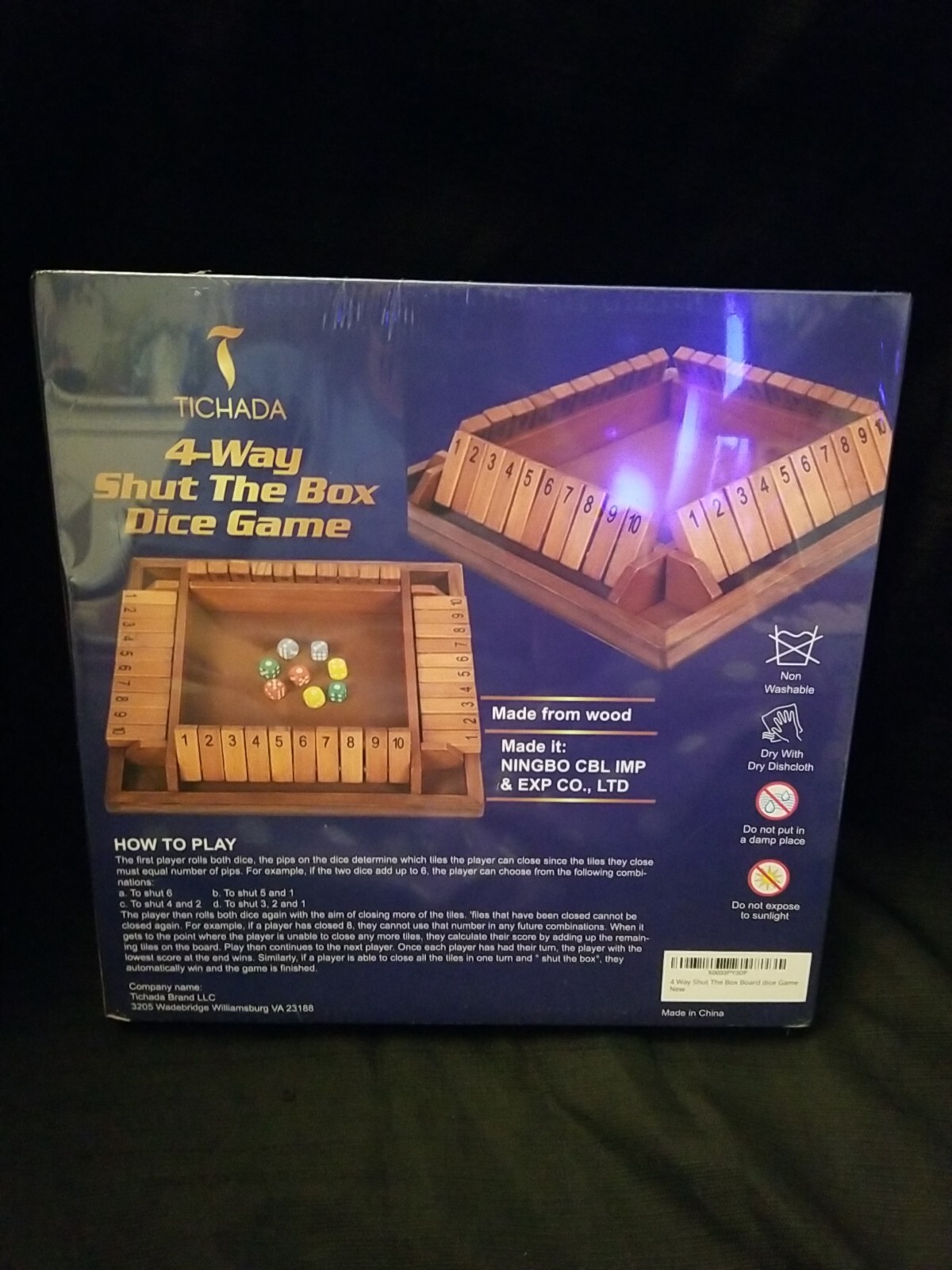 Shut the Box Dice Game Party Game – Wooden Box numbets Game. NeW