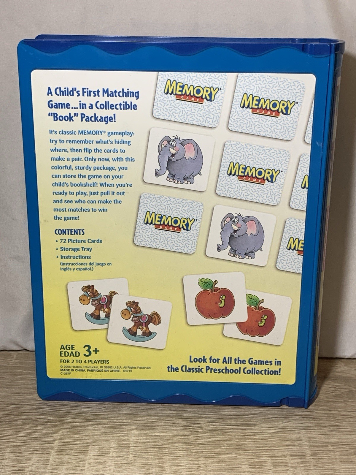 Vintage 2005 Milton Bradley Original Memory Game Bookshelf Case 68/72 Cards READ
