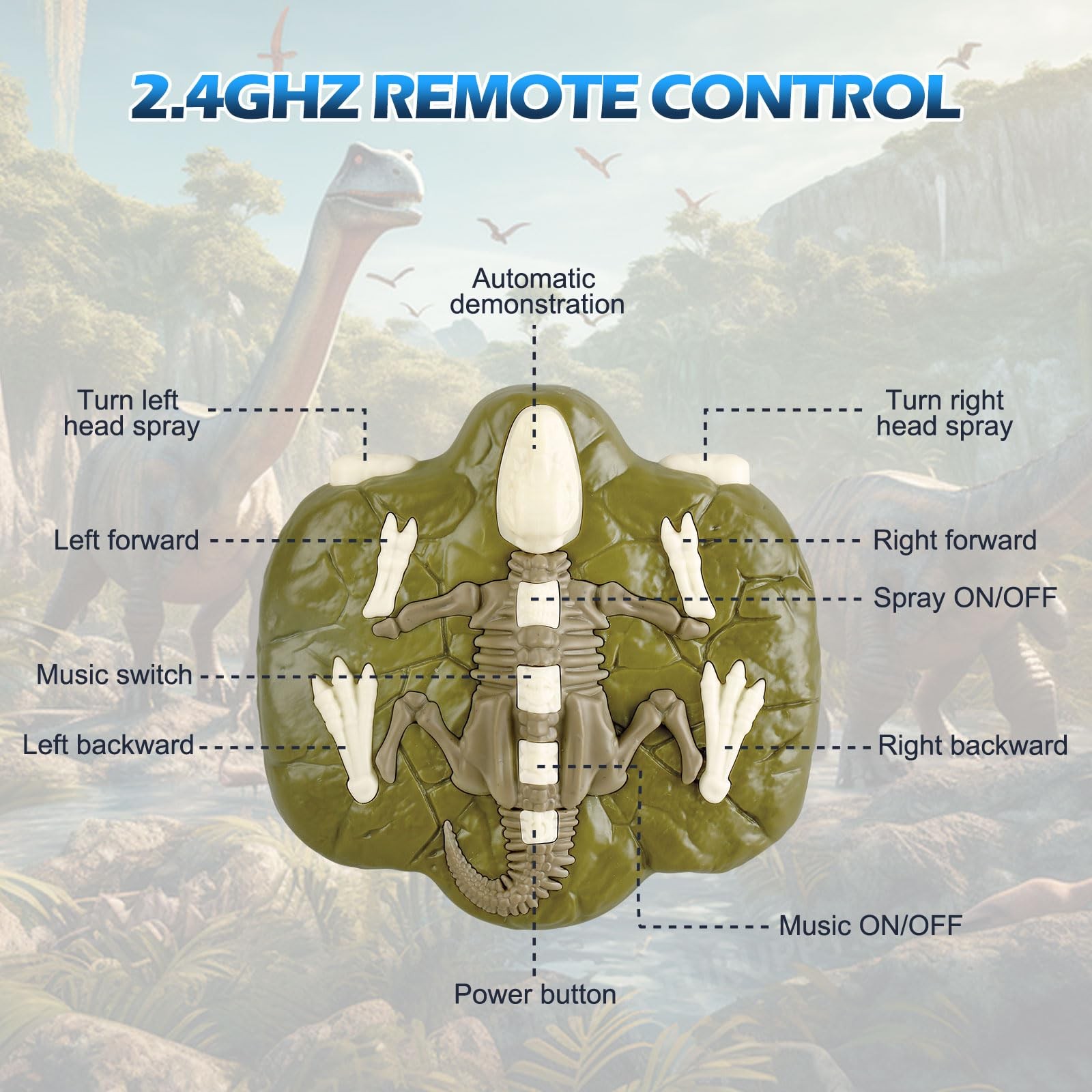 Remote Control Dinosaur Toy Walking Dino Light Spray Roar Kids Ages 3-12 3-5 4-7