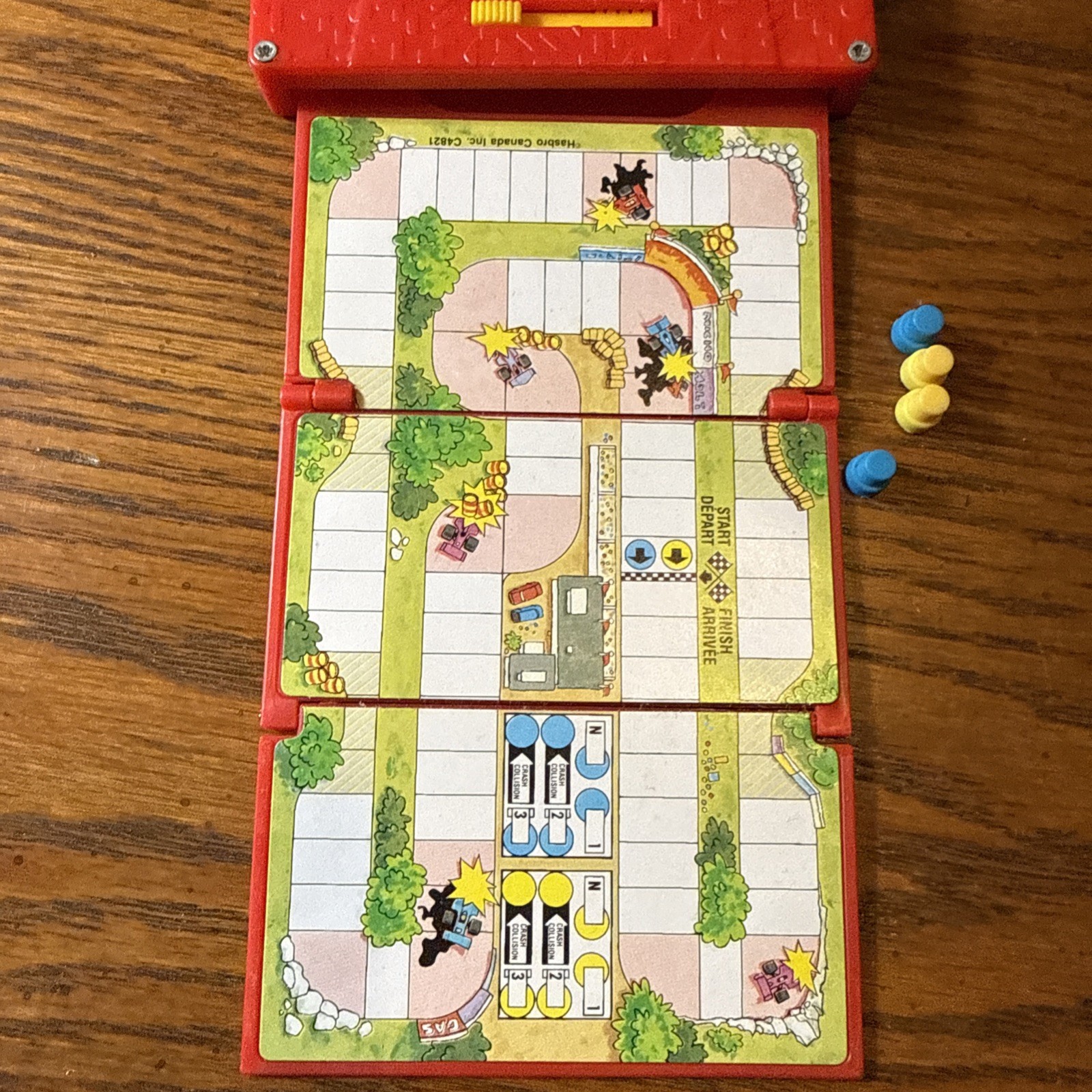 Flipsiders Checkered Flag 1987 Milton Bradley Cassette Travel Game – Complete