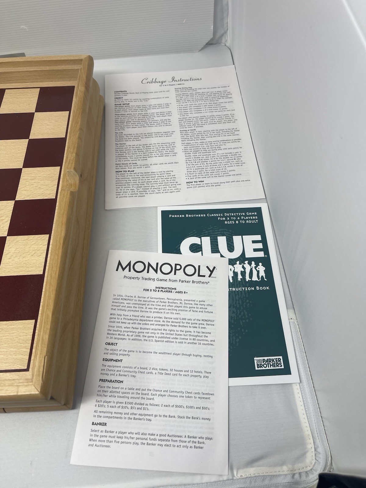 Monopoly & Clue + 6 Classic Games In Wood Cabinet Complete GREAT CONDITION!!