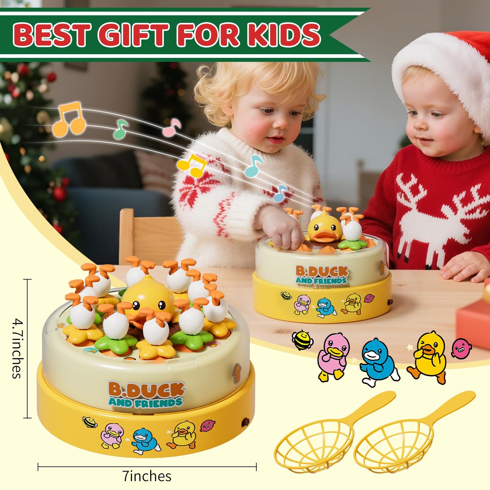 B.Duck Games, Bounce and Catch Board Game for Kids Age 4-6, Interactive & Mus…