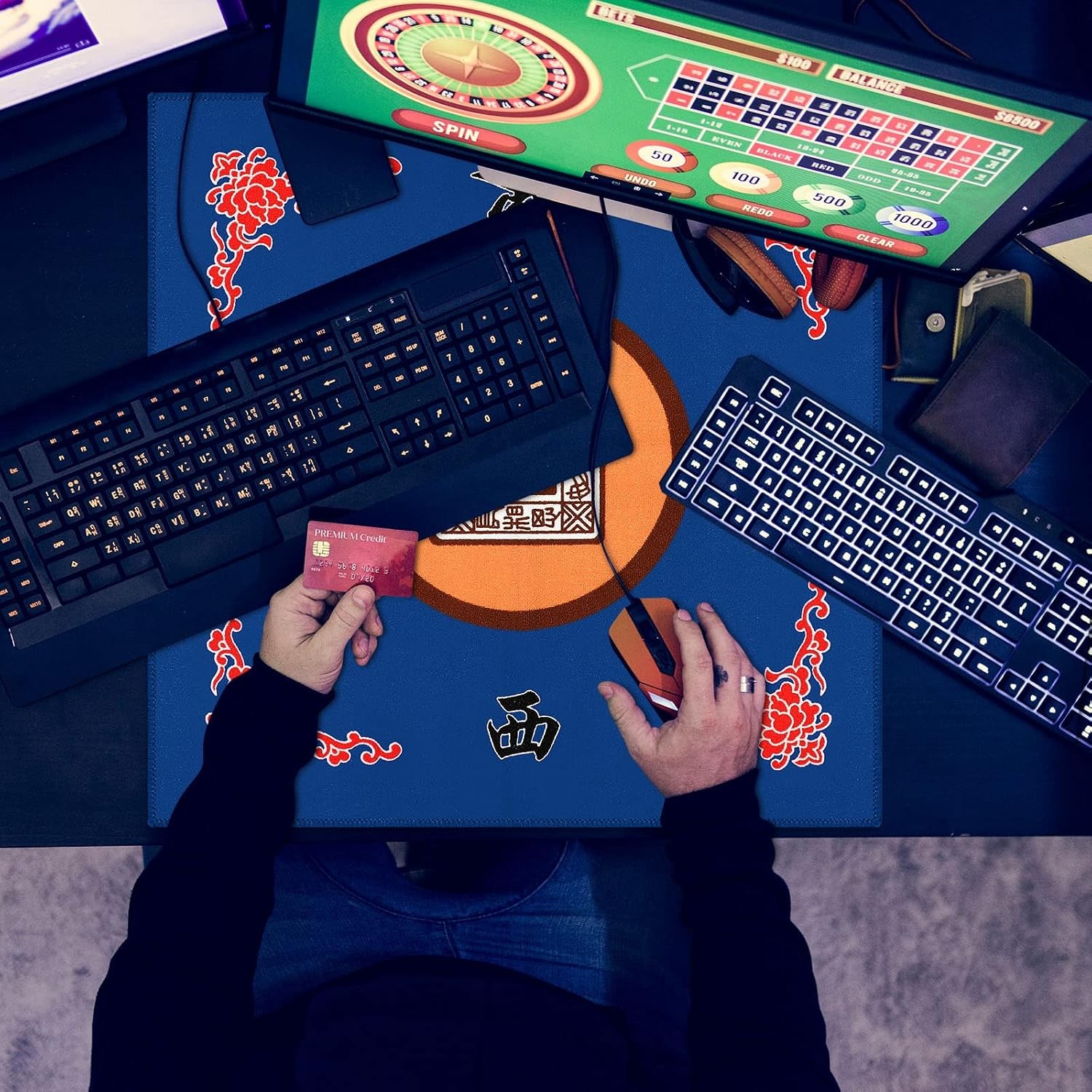 Mahjong Non Slip Noise Reduction Gaming Table Mat Cover for Mahjong Tiles Games