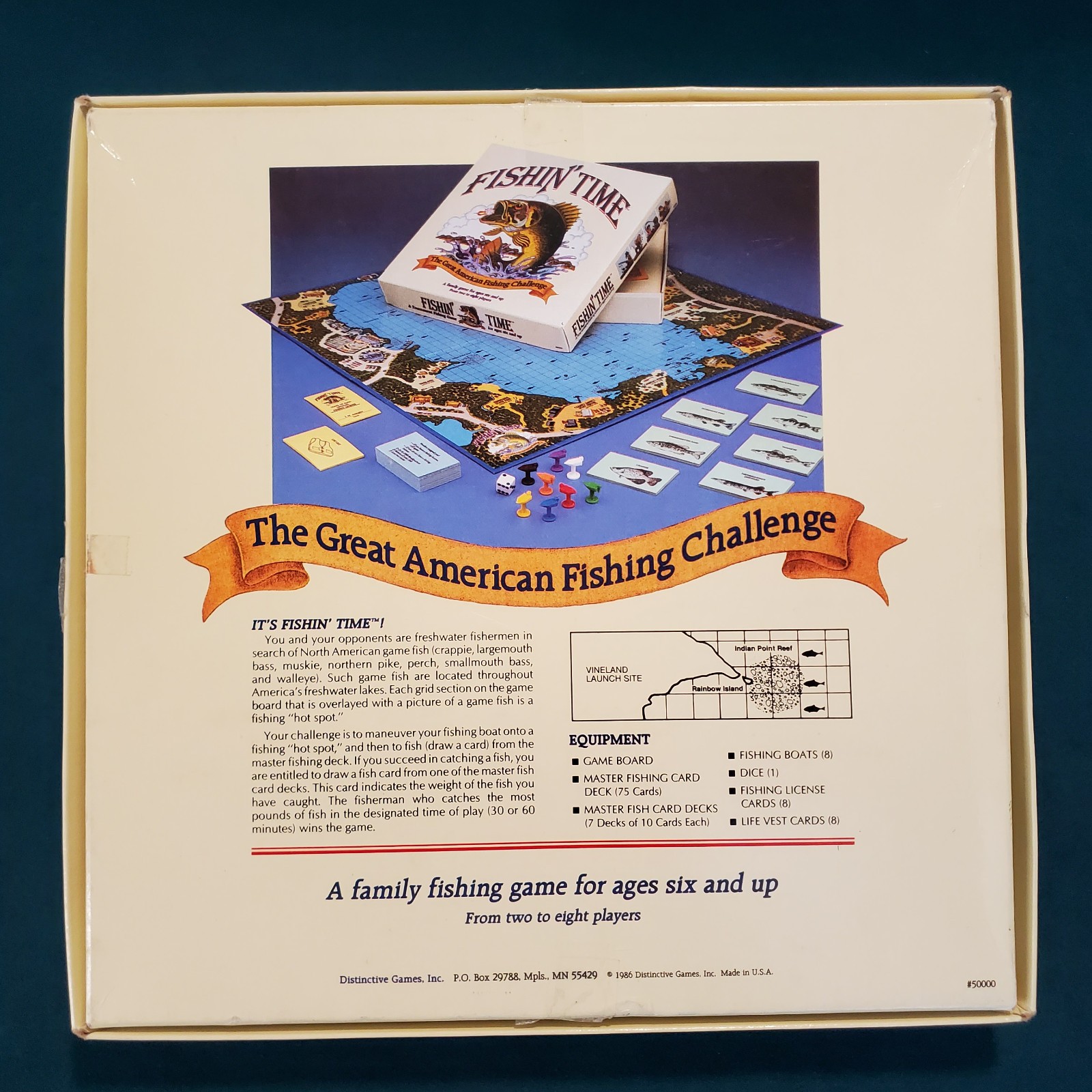 Fishin’ Time Fishing Challenge Board Game 1986 VINTAGE Distinctive Games USA **