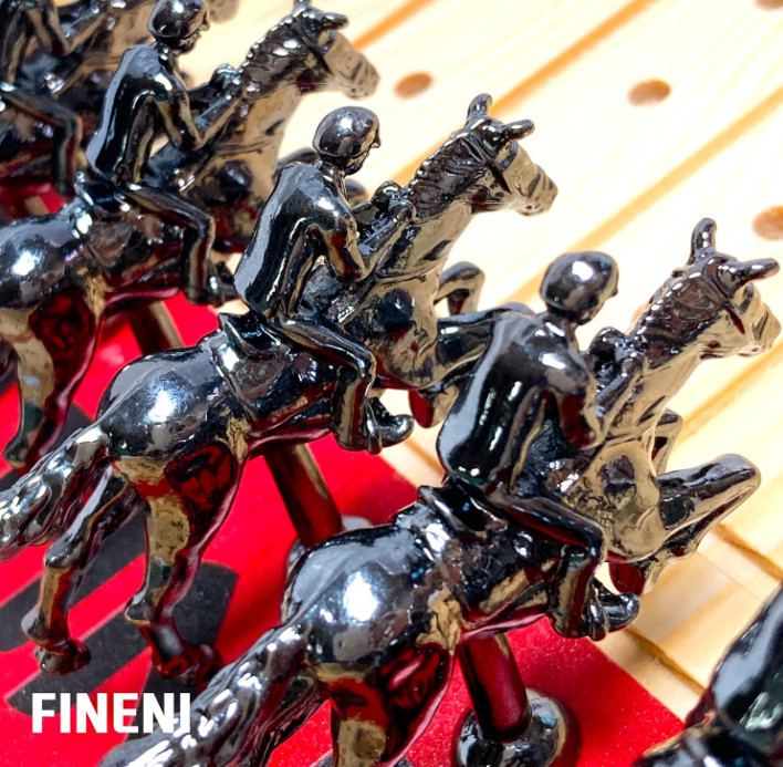 Horse Racing Board Game with Luxurious Durable Metal Horses, 11 Pieces, Black