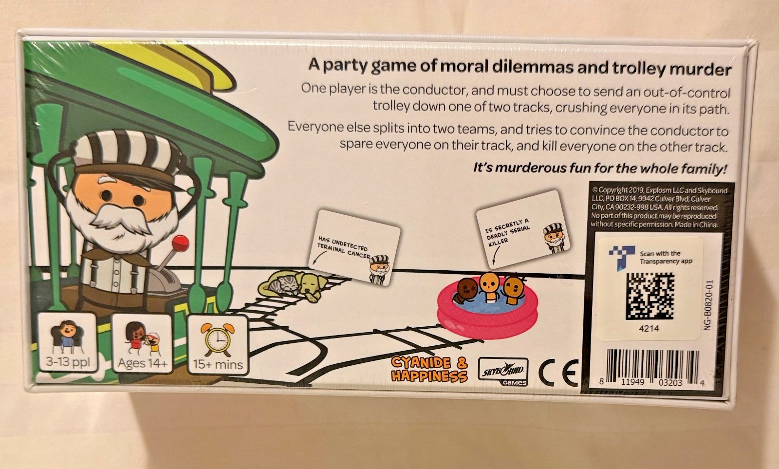 Trial by Trolley “Moral dilemmas and trolly murder” 3-13 players 14 and up NEW