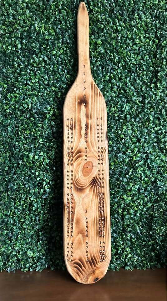Handmade Rustic Wooden Cribbage Board Burned Wood Cabin Lodge