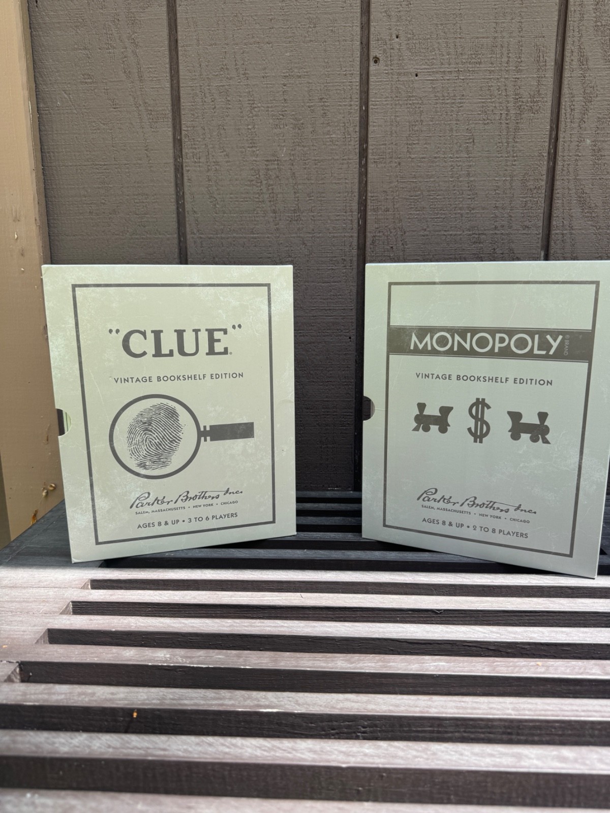 WS Game Company Vintage Board Games Bookshelf Collection – Monopoly & Clue