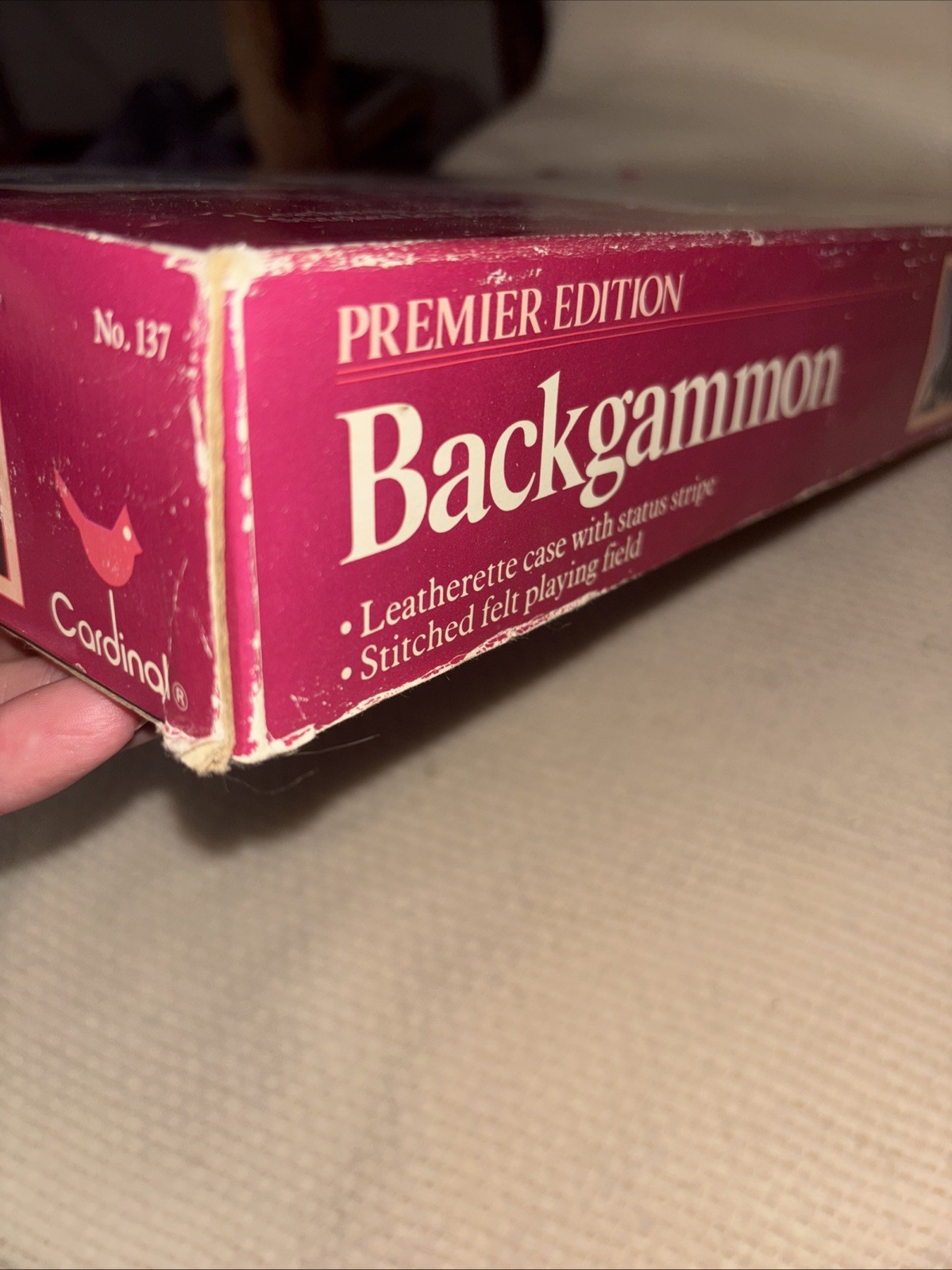 Cardinal Backgammon Set 1993 Premier Edition Padded Leatherette Case Complete