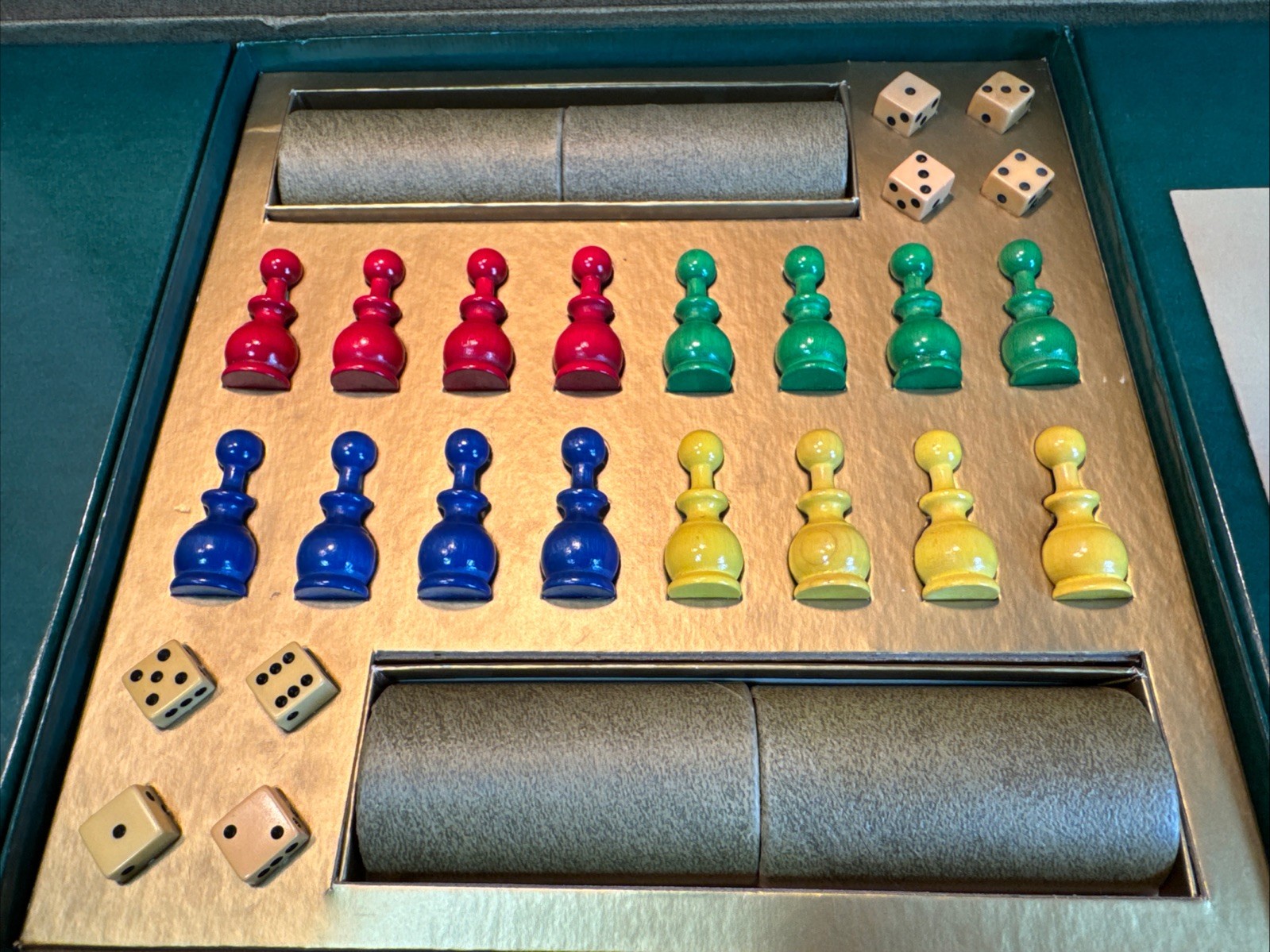 Complete 1967 Parcheesi Deluxe #5 Wooden Pcs Selchow & Righter Board Game Nice!