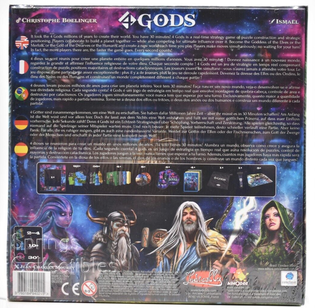 4 Gods – by Asmodee, Ludically, Christophe Boelinger (2016) New in Shrink