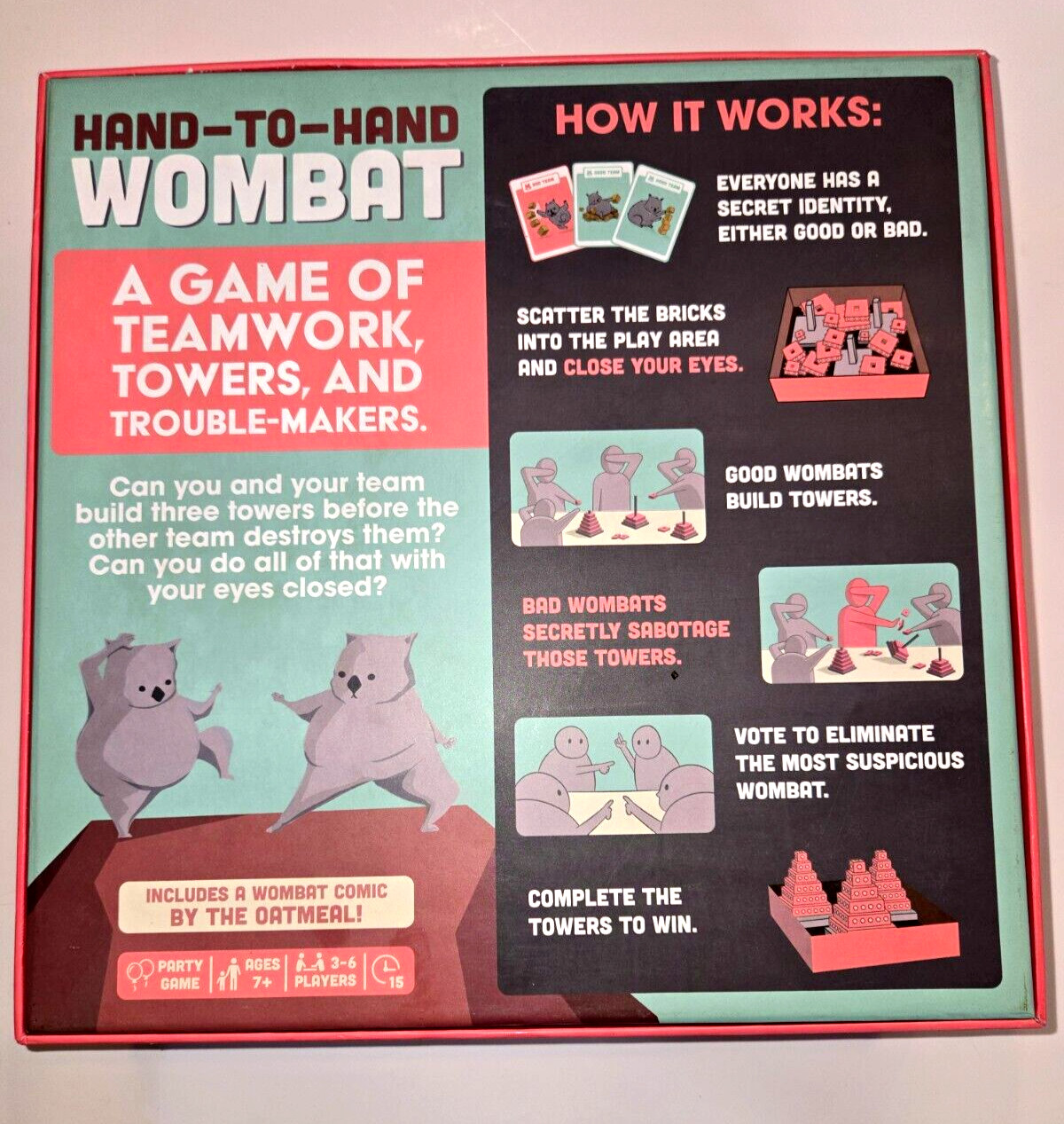 Hand-To-Hand Wombat Party Game by Pressman Ages 7+, 3-6 Players 15 Minutes