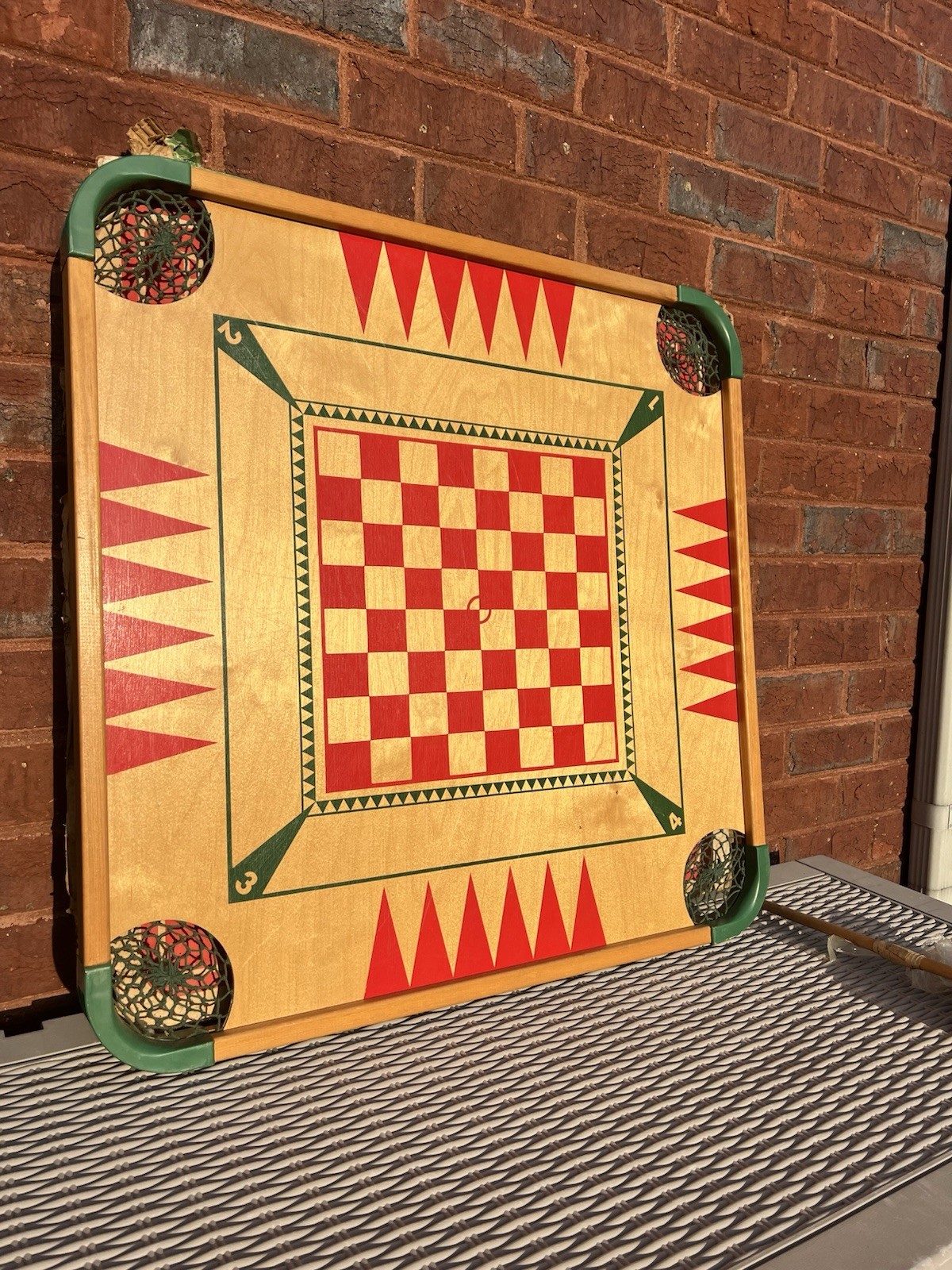Vintage Merdel 28″ Carom Crokinole Game Board Double Sided Box Full Size READ