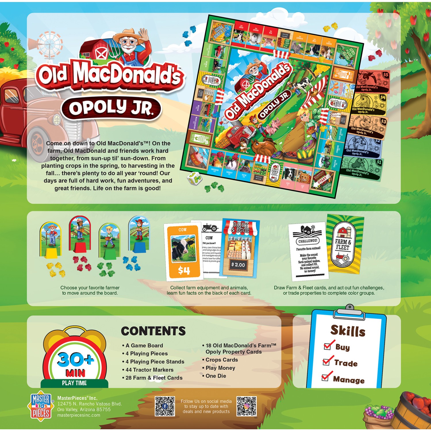 MasterPieces – Old MacDonald’s Farm Opoly Junior – Board Game for Kids