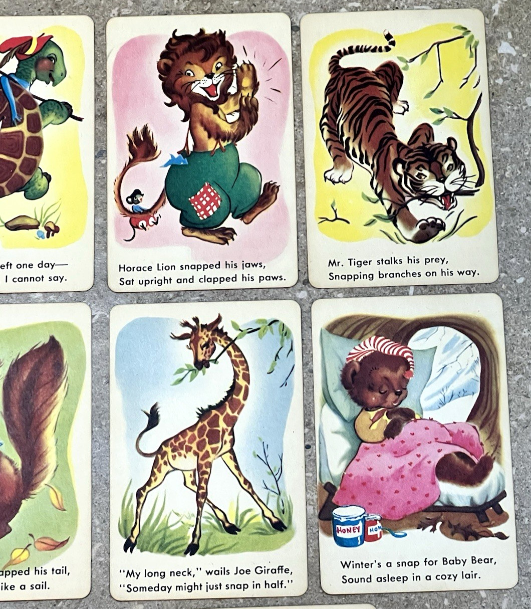Vintage Whitman Snap Card Game 1950s Animals Complete