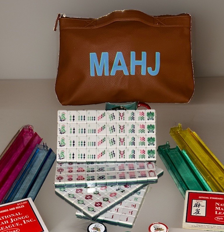 American Mahjong Set•160 Engraved Tiles •Racks & Pushers•Leather Tile Satchel