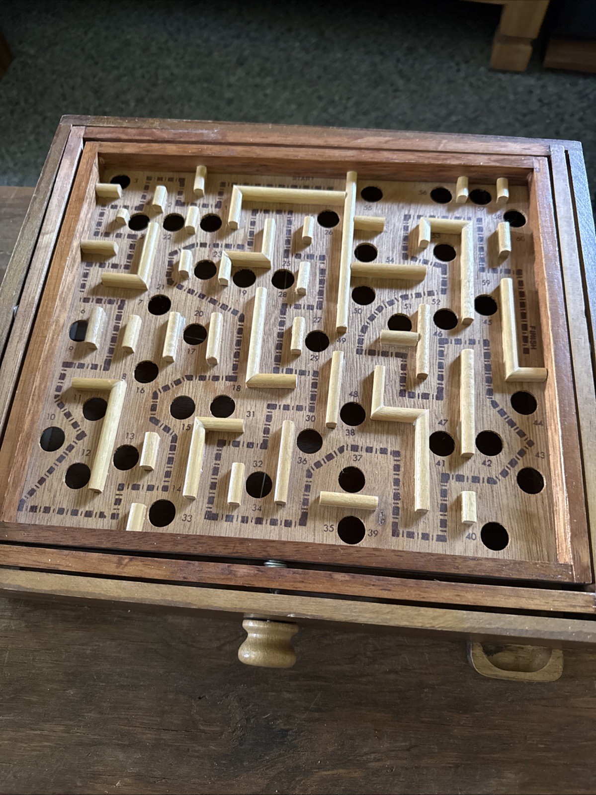 Vintage Labyrinth Wooden Tilting Maze Puzzle Game Marble Included! W/O Box