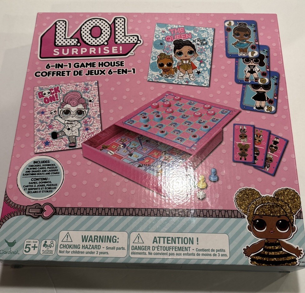 LOL Surprise 6 IN 1 GAME HOUSE Ages 5+ Checkers Dominoes & More Pink Sealed New